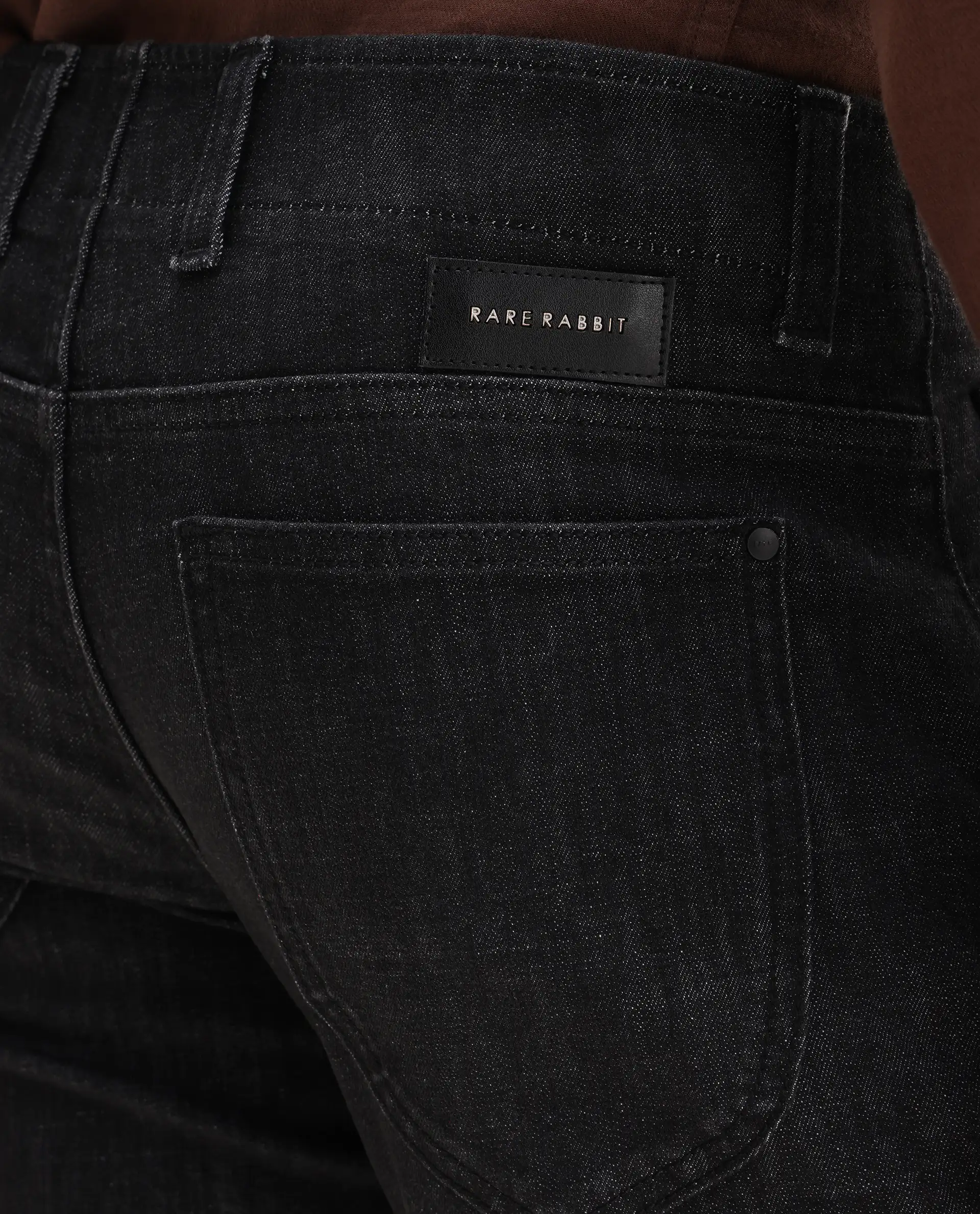 Rare Rabbit Mens Dove Black Cotton Polyester Solid Skinny Fit Jeans - Image 5