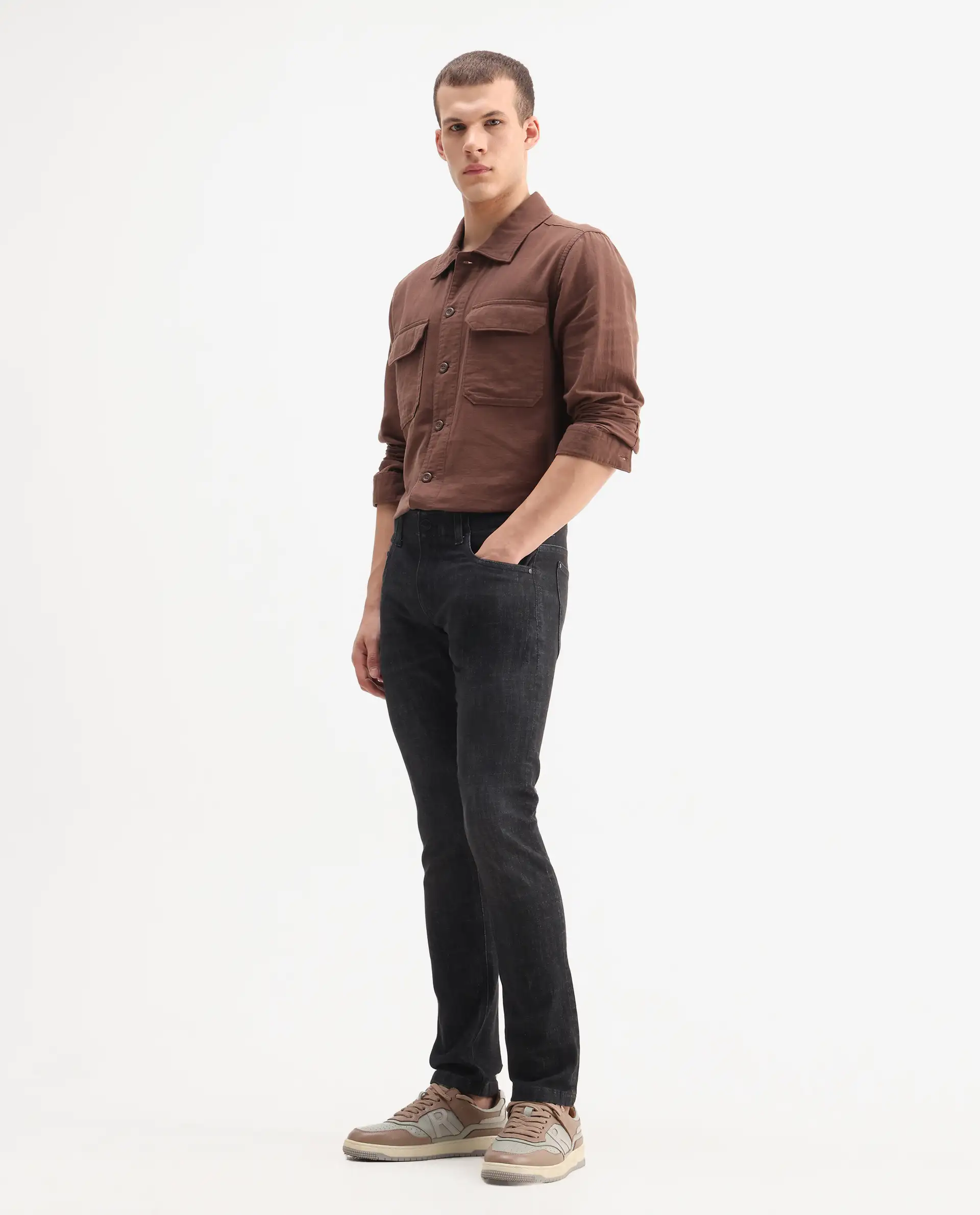 Rare Rabbit Mens Dove Black Cotton Polyester Solid Skinny Fit Jeans - Image 6