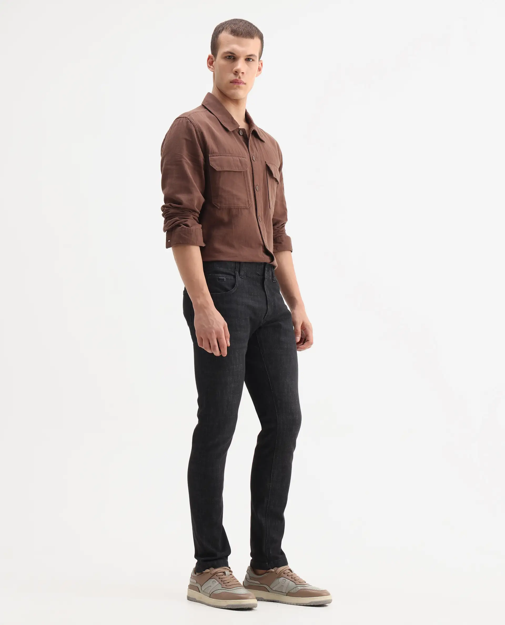 Rare Rabbit Mens Dove Black Cotton Polyester Solid Skinny Fit Jeans - Image 7