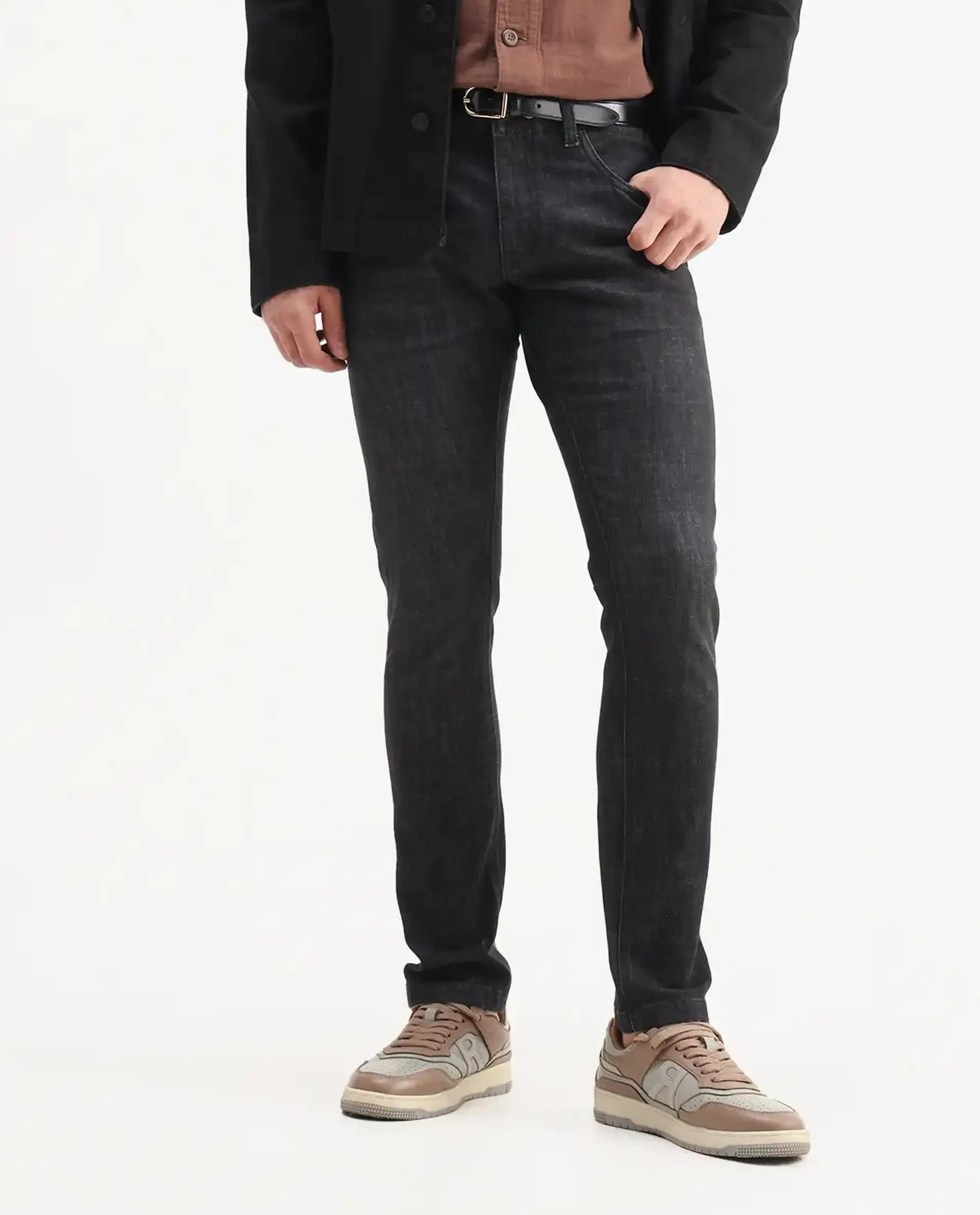 Rare Rabbit Mens Dove Black Cotton Polyester Solid Skinny Fit Jeans - Image 9
