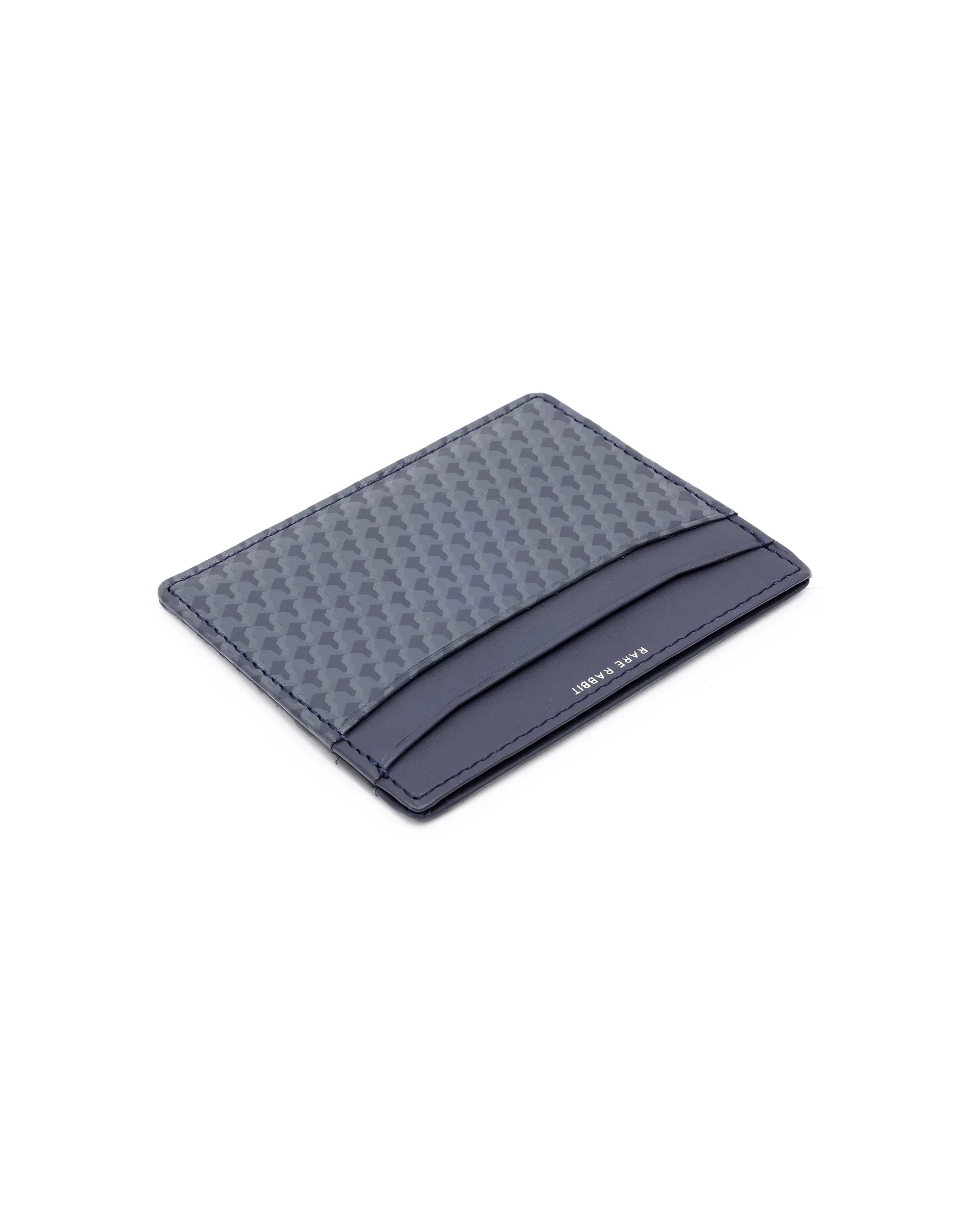 Rare Rabbit Mens Drac Blue Slim Rfid Monogram Print Credit Card Holder - Image 2