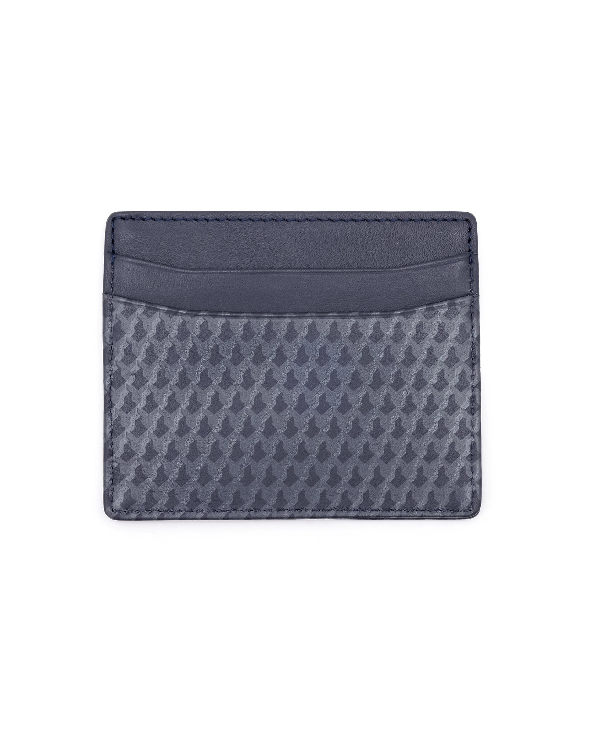 Rare Rabbit Mens Drac Blue Slim Rfid Monogram Print Credit Card Holder - Image 3