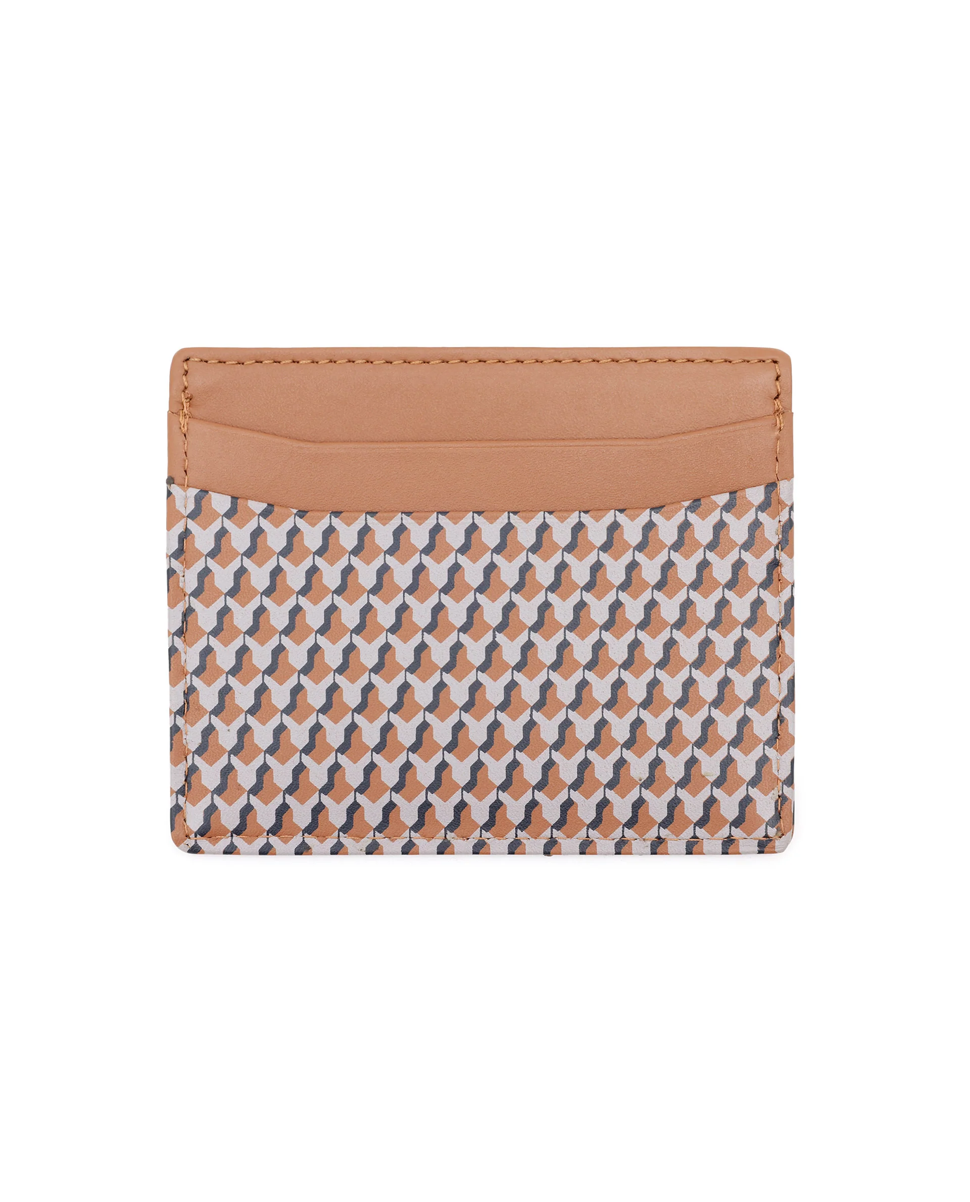 Rare Rabbit Mens Drac Tan Slim Rfid Monogram Print Credit Card Holder - Image 3