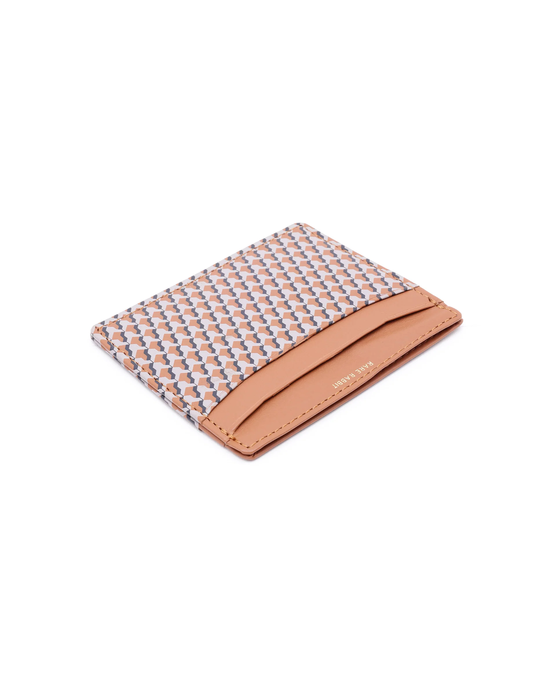 Rare Rabbit Mens Drac Tan Slim Rfid Monogram Print Credit Card Holder - Image 5