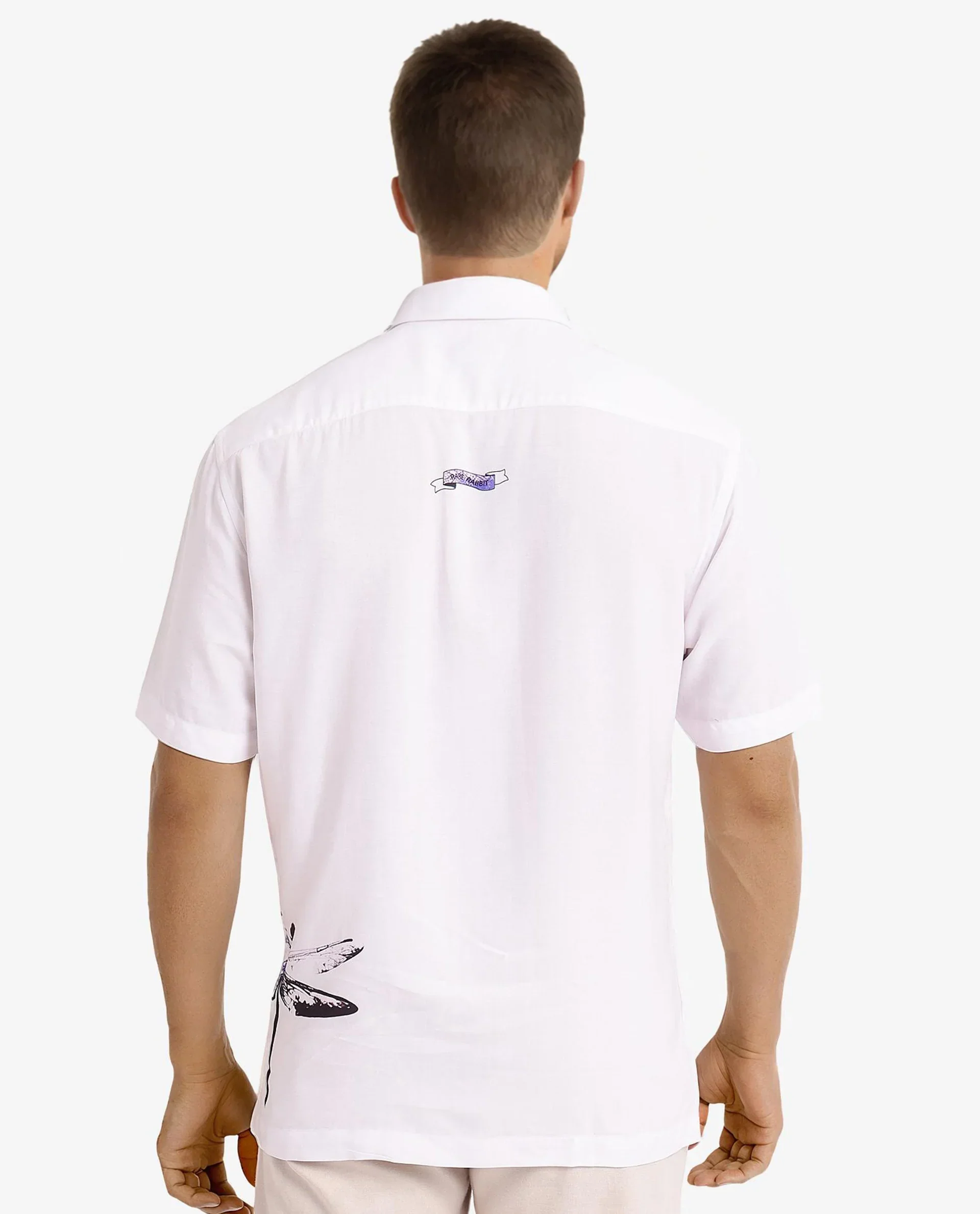 Rare Rabbit Men's Drago White Cotton Printed Boxy Fit Half Sleeve Collared Shirt - Image 4