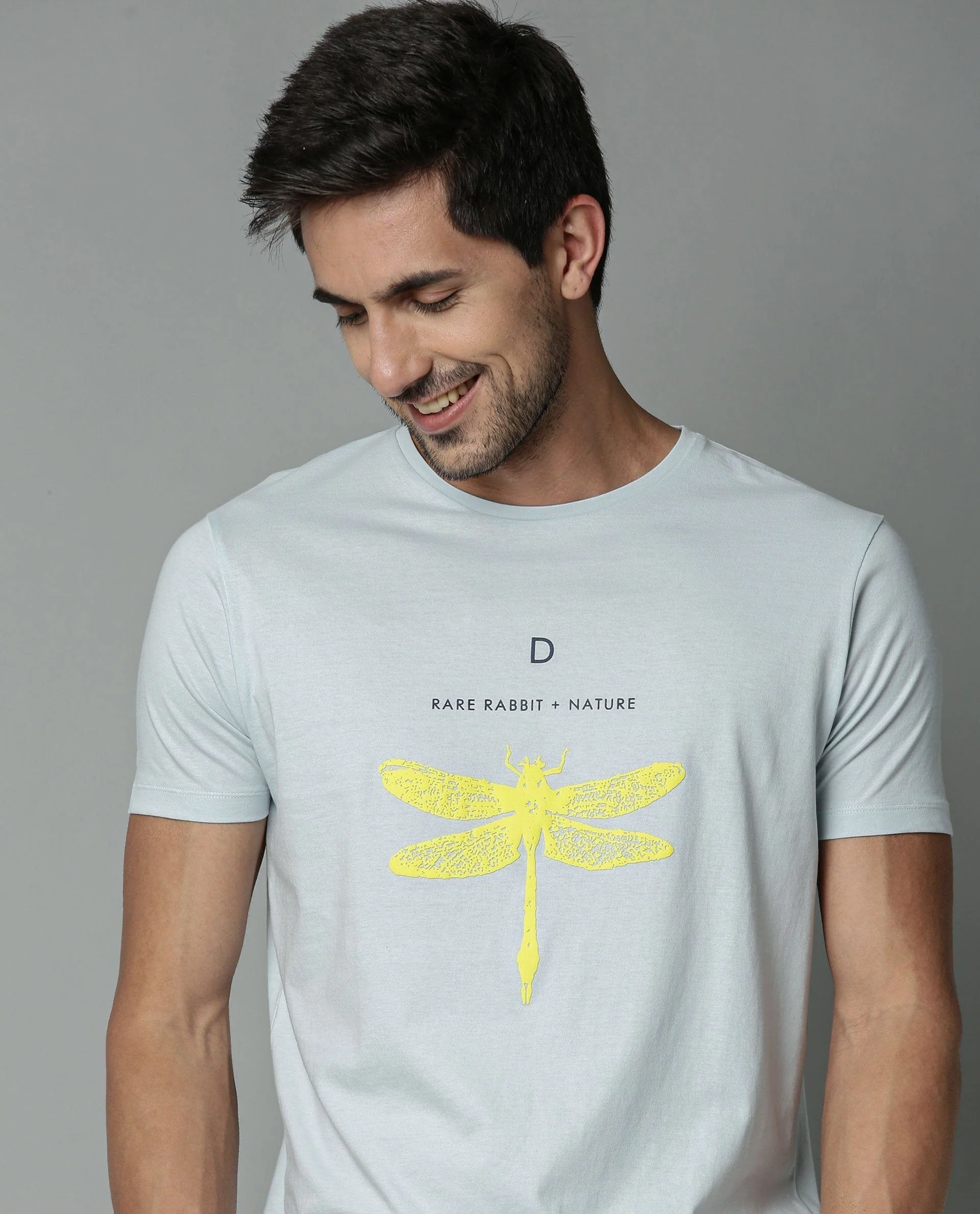Rare Rabbit Men's Dragon-2 Blue Cotton Regular Fit Half Sleeve Crew Neck T-Shirt - Image 2