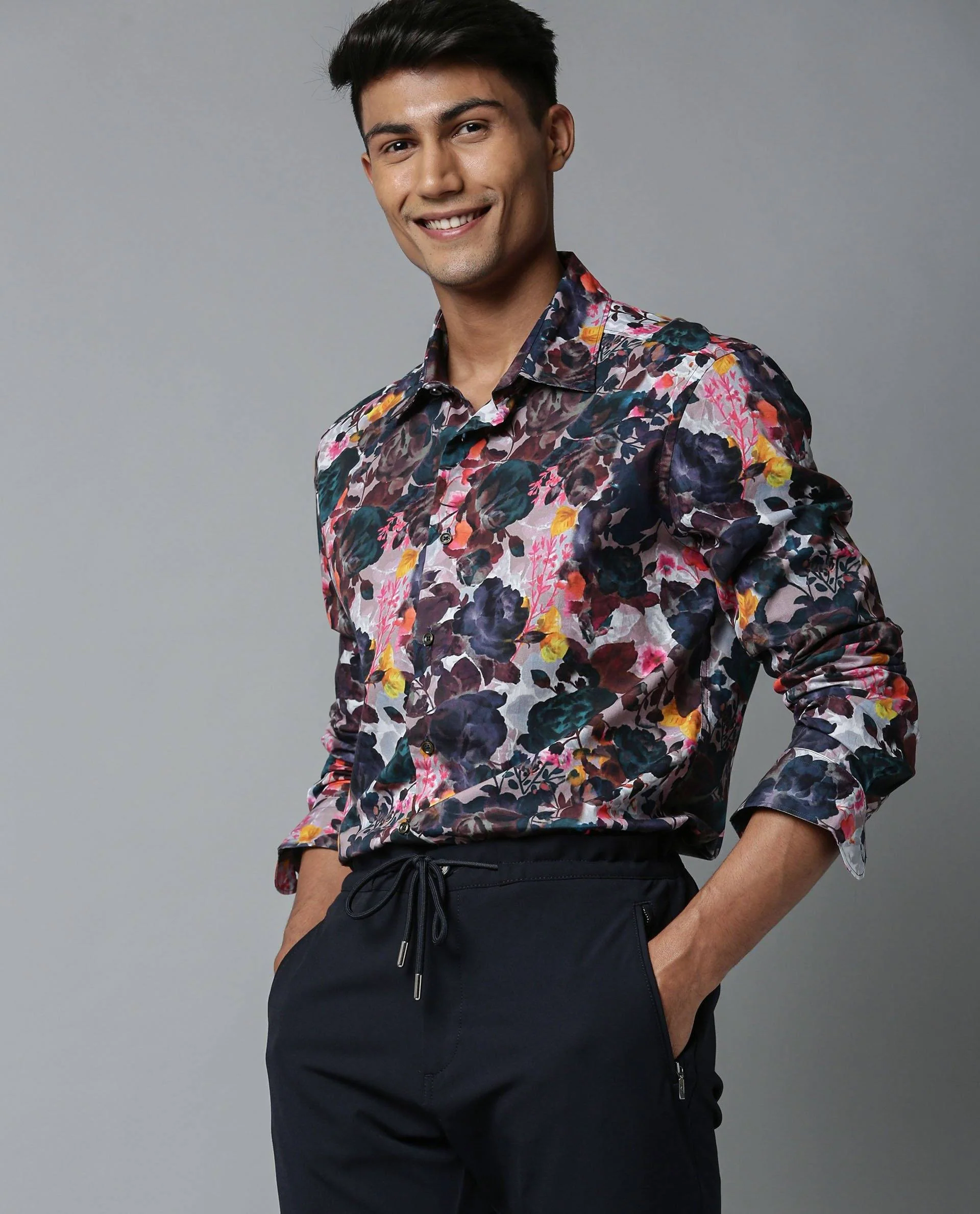 Rare Rabbit Men's Drakee White Cotton Floral Print Regular Fit Full Sleeve Collared Shirt - Image 6
