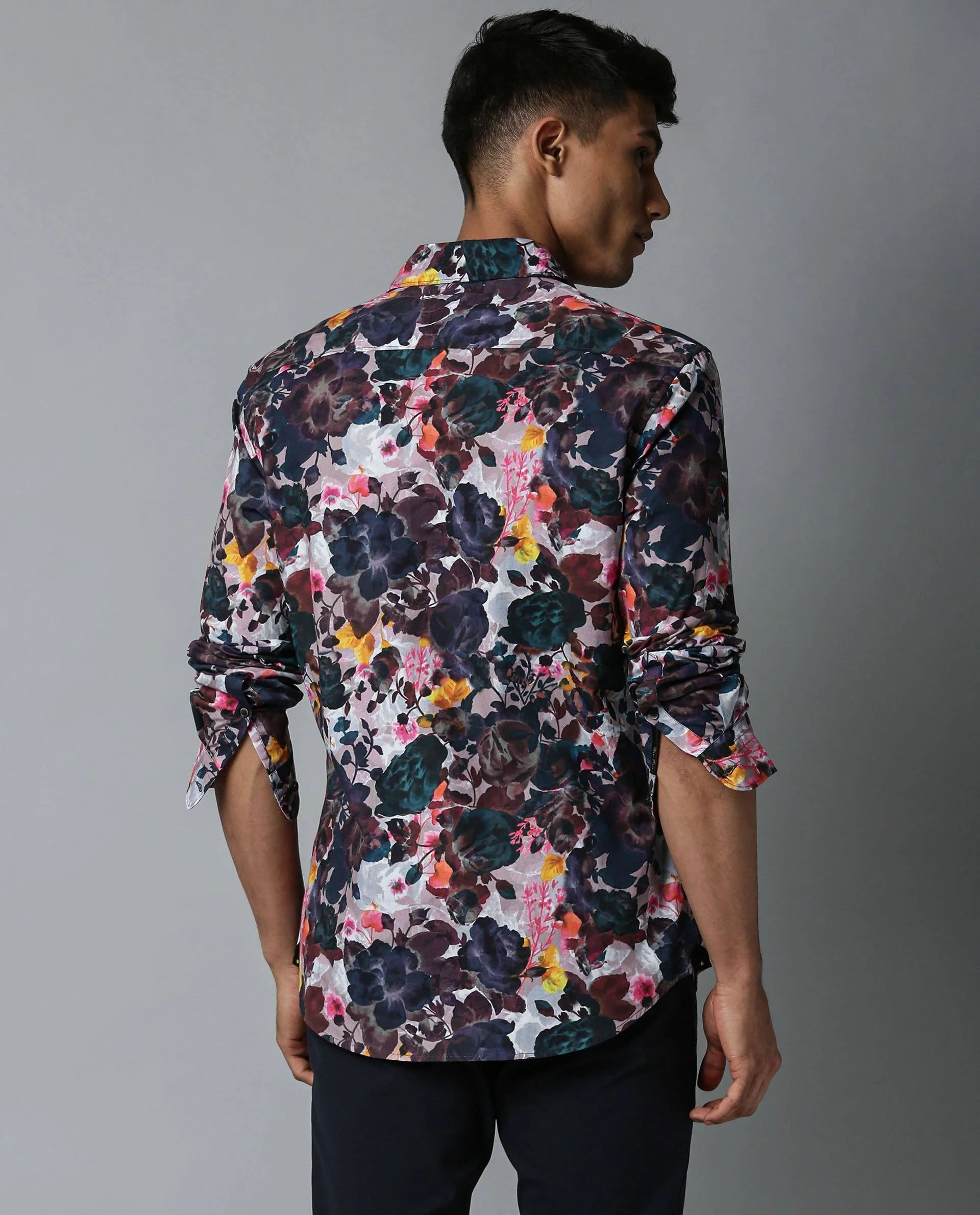Rare Rabbit Men's Drakee White Cotton Floral Print Regular Fit Full Sleeve Collared Shirt - Image 7