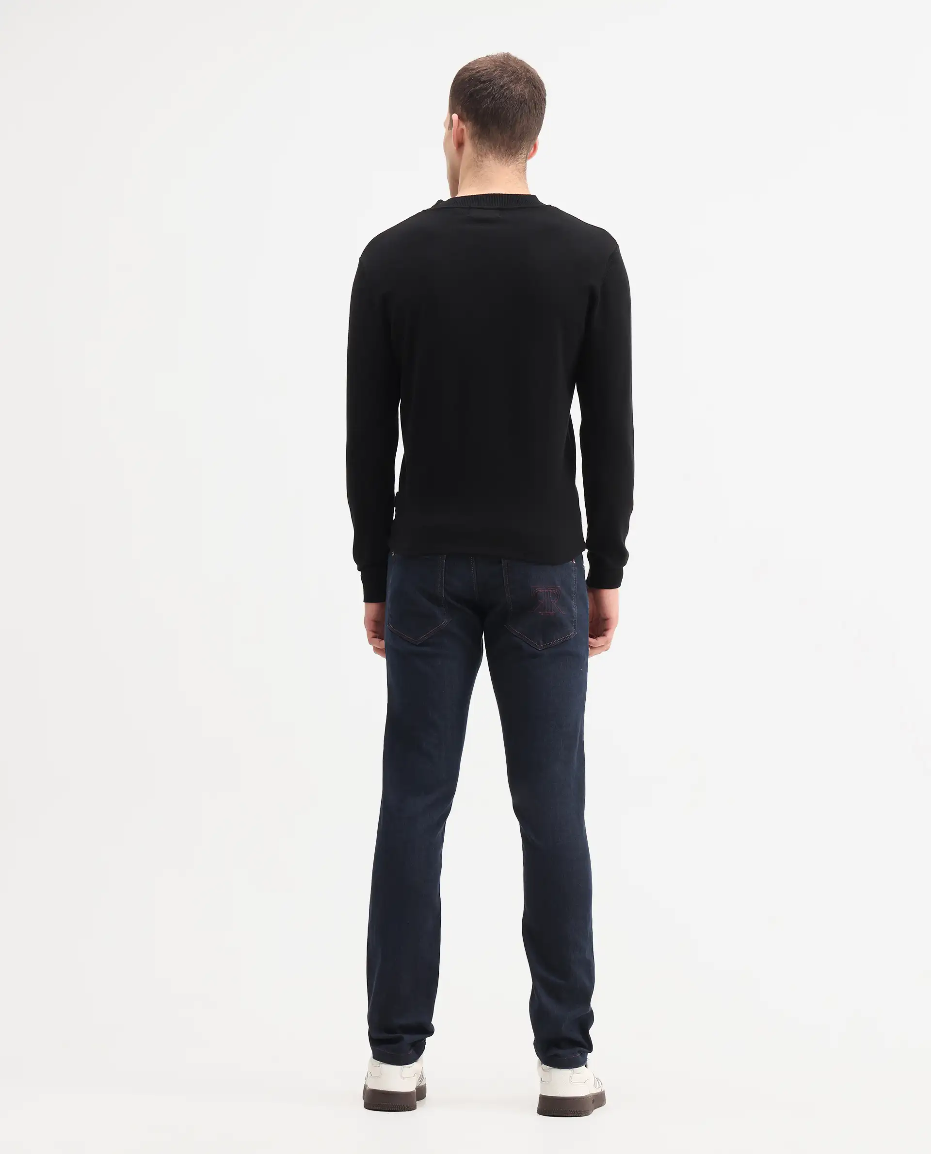Rare Rabbit Men's Dratt Navy Cotton Plain Hawk Slim Fit Jeans - Image 7