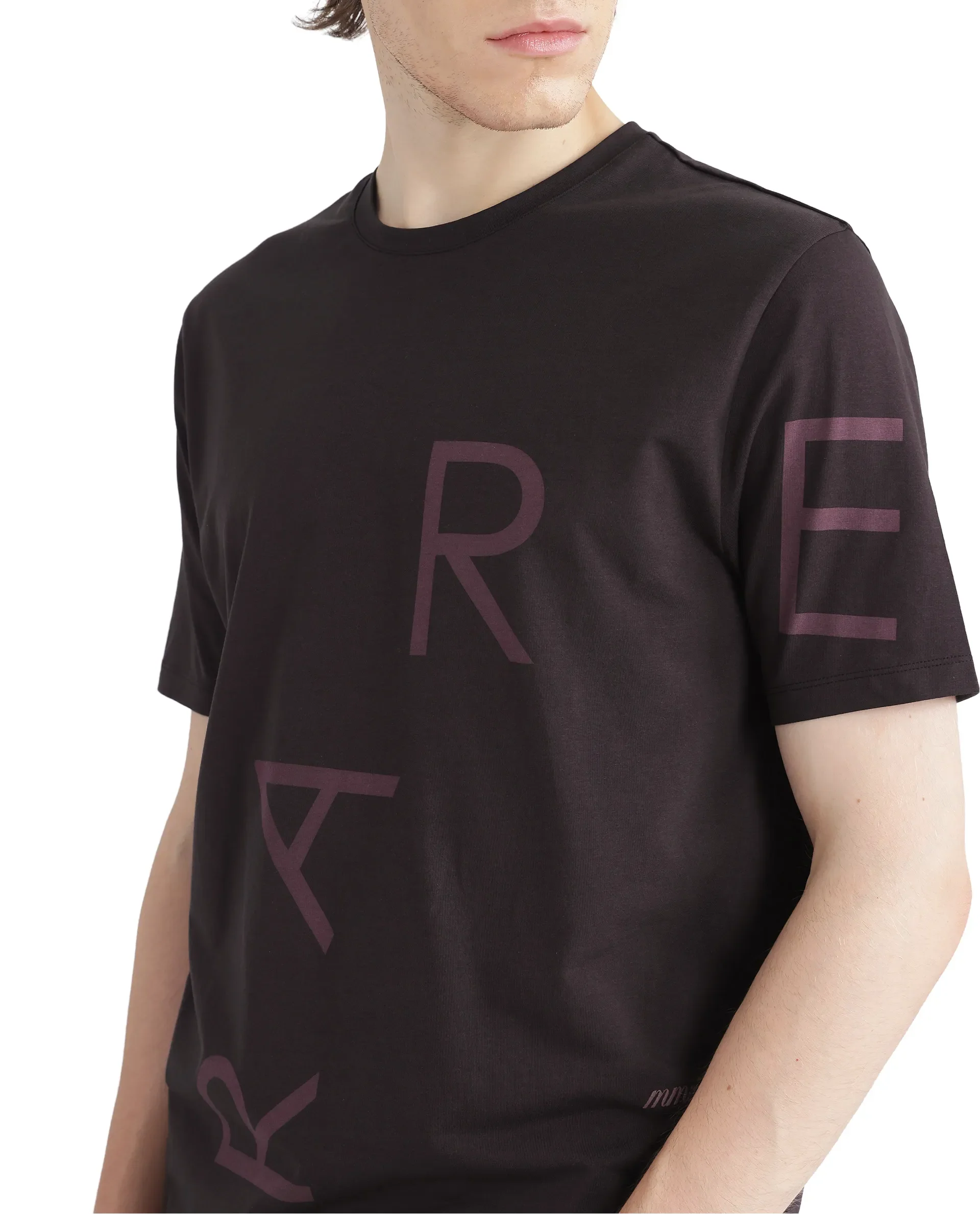 Rare Rabbit Men's Drax Dark Brown Cotton Blend Graphic Print Regular Fit Half Sleeve Crew Neck T-Shirt - Image 6
