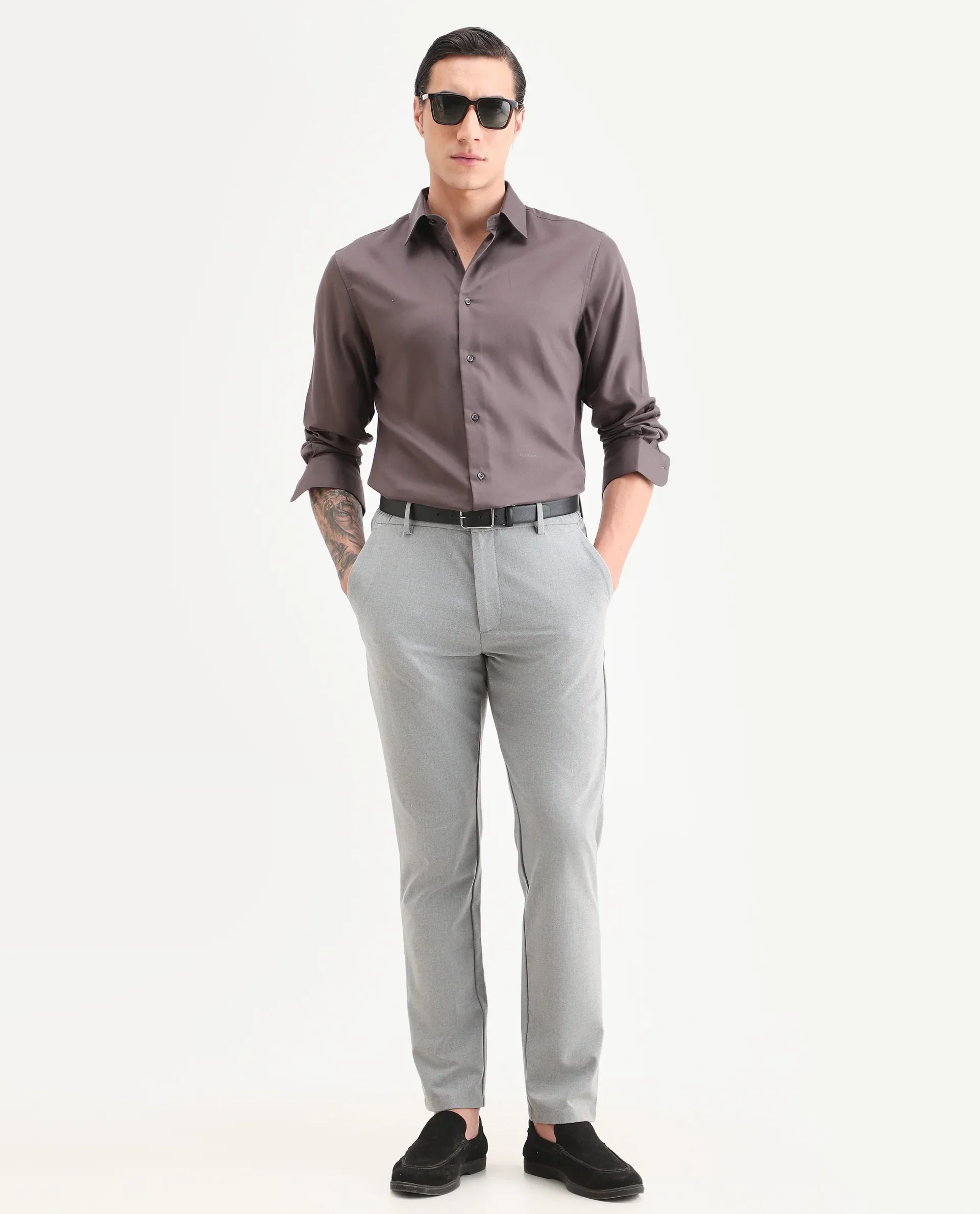 Rare Rabbit Men's Dream Dusky Fawn Tencel Fabric Full Sleeve Spread Collar Morris Regular Fit Plain Shirt - Image 2