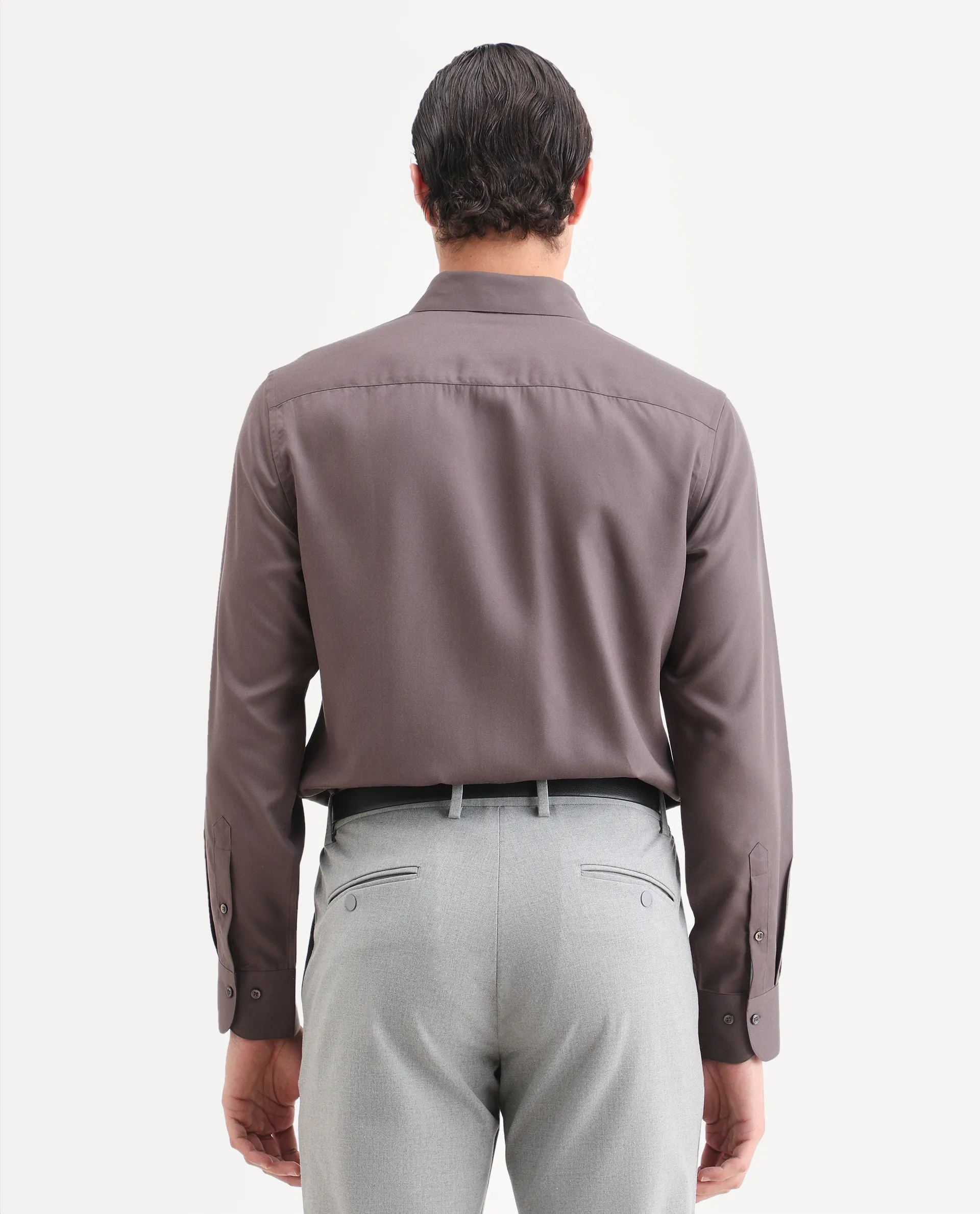 Rare Rabbit Men's Dream Dusky Fawn Tencel Fabric Full Sleeve Spread Collar Morris Regular Fit Plain Shirt - Image 7