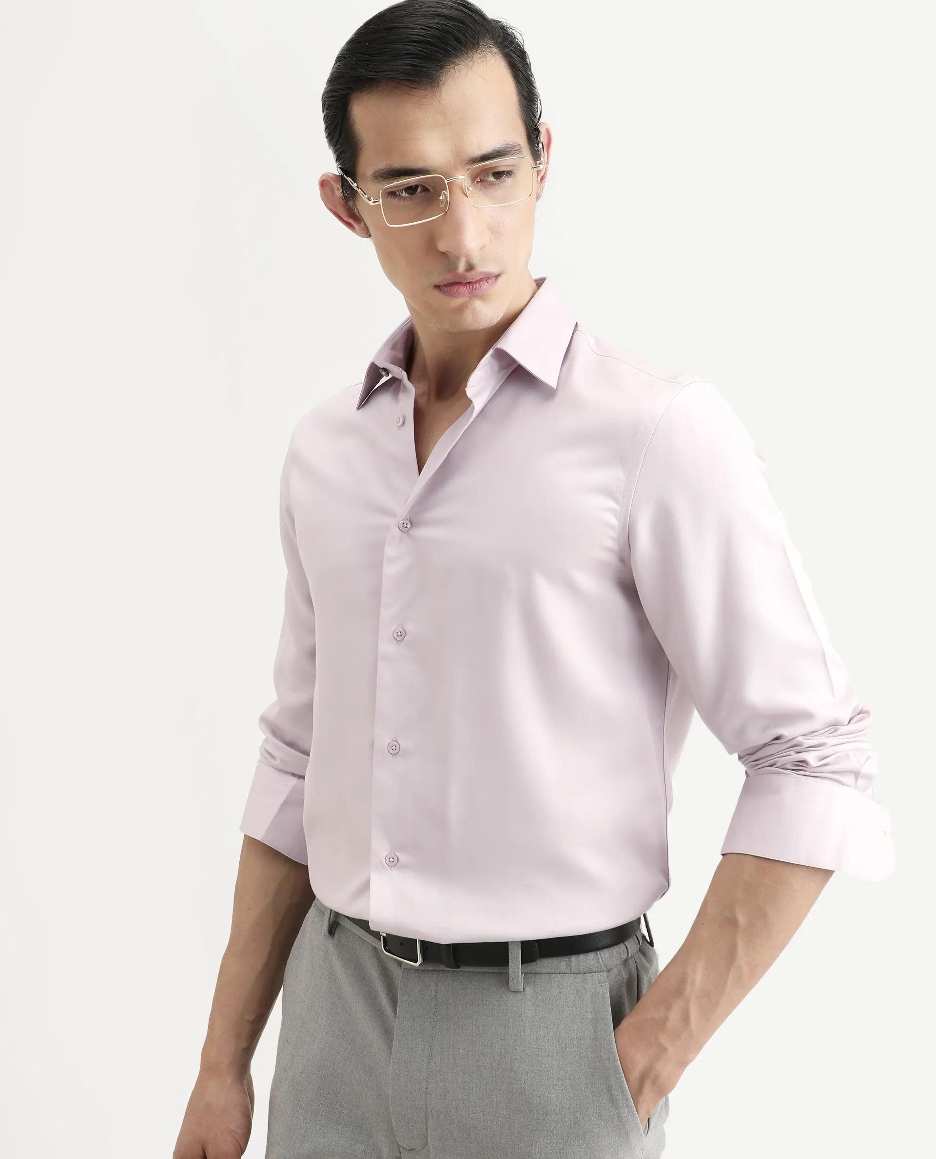 Rare Rabbit Men's Dream Dusky Peach Tencel Fabric Full Sleeve Spread Collar Morris Regular Fit Plain Shirt