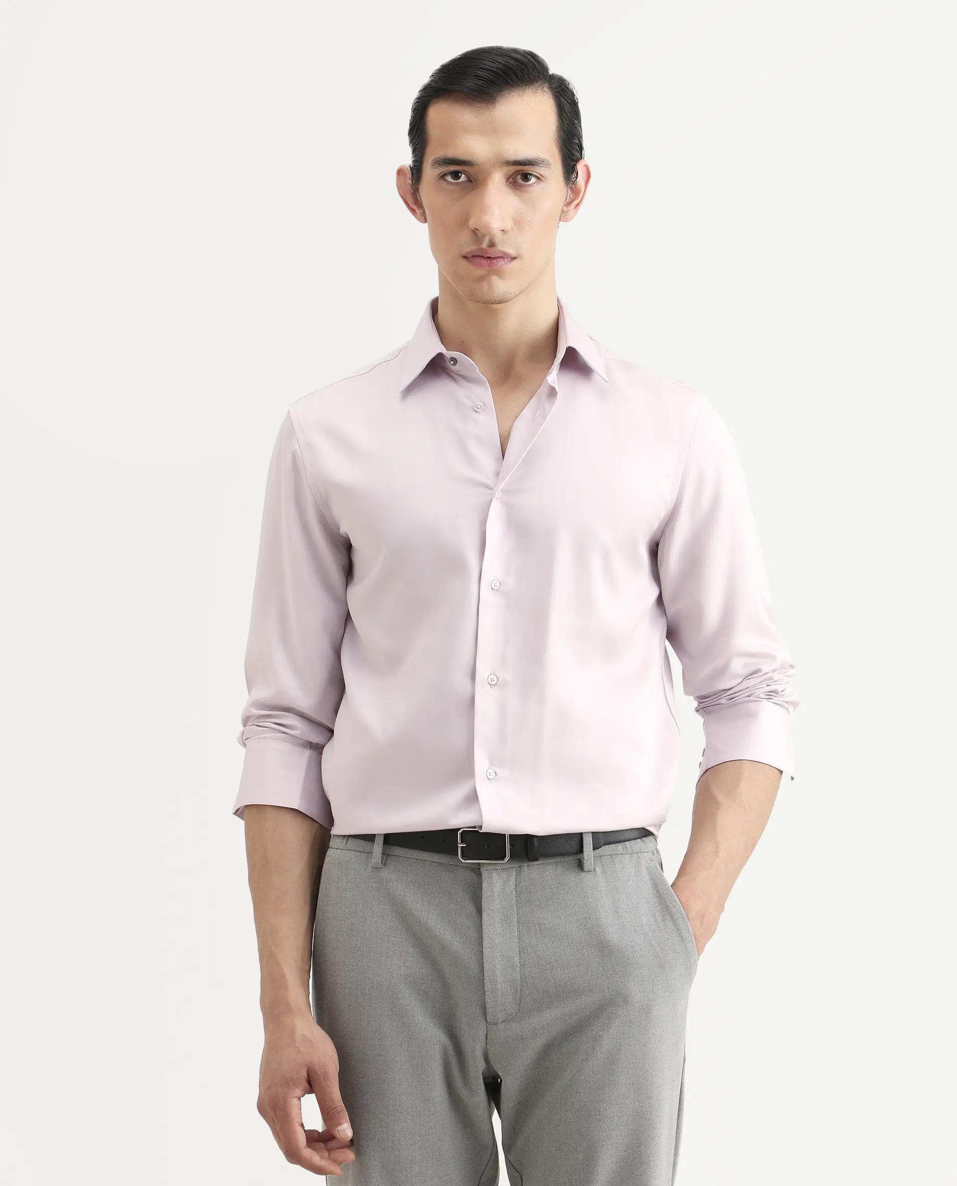 Rare Rabbit Men's Dream Dusky Peach Tencel Fabric Full Sleeve Spread Collar Morris Regular Fit Plain Shirt - Image 5