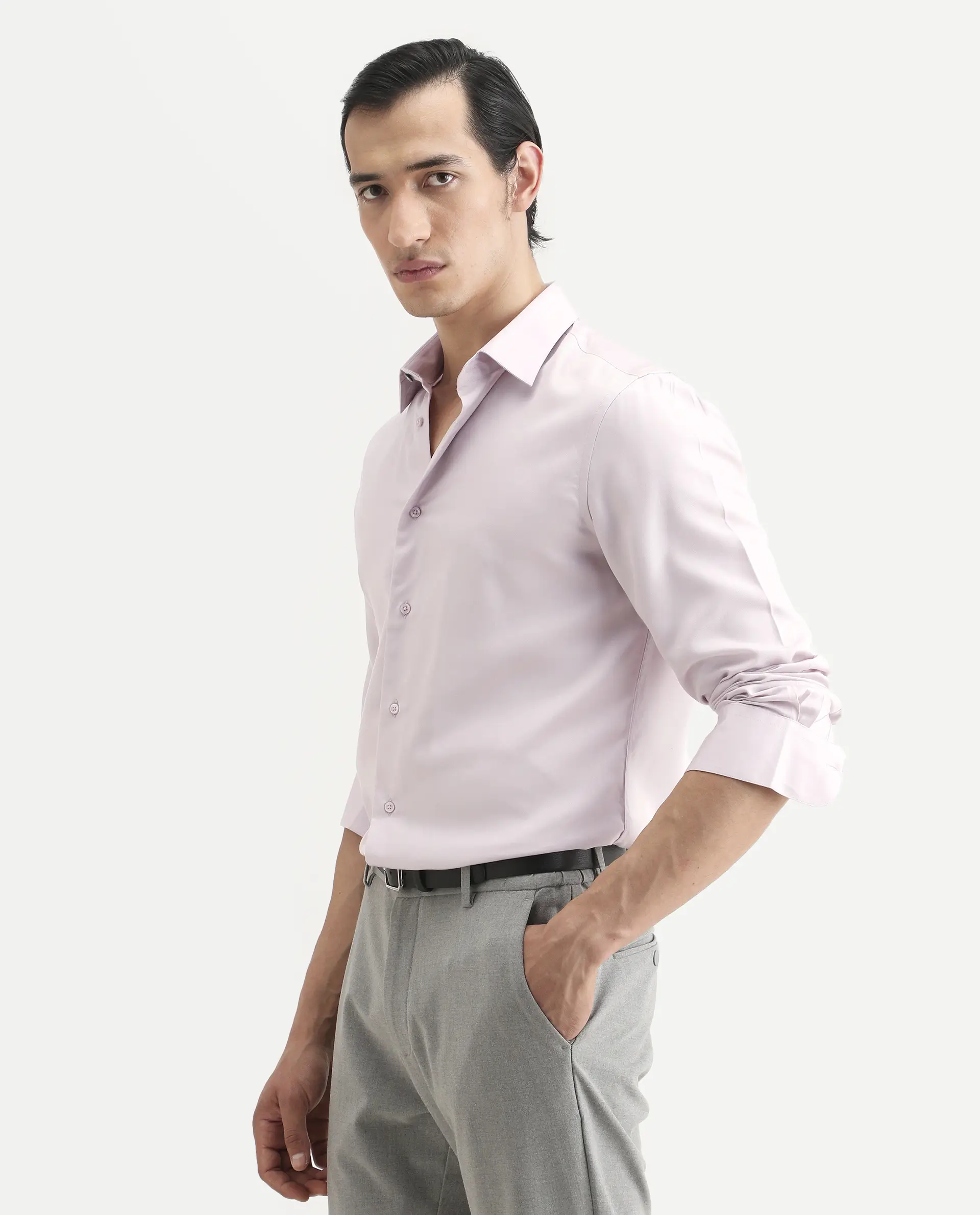 Rare Rabbit Men's Dream Dusky Peach Tencel Fabric Full Sleeve Spread Collar Morris Regular Fit Plain Shirt - Image 7