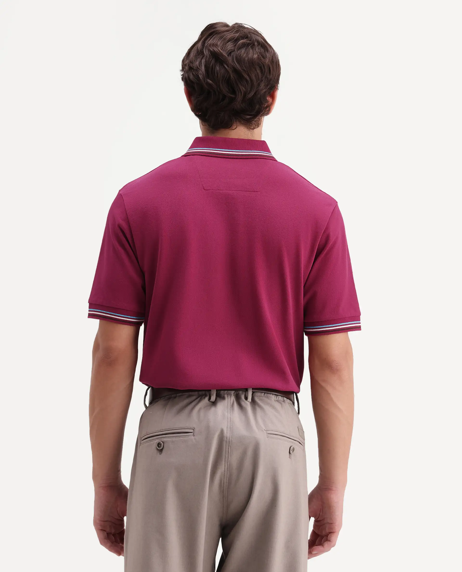 Rare Rabbit Men's Dren Fluorescent Pink Cotton Blend Spread Collar Regular Plain Polo - Image 7