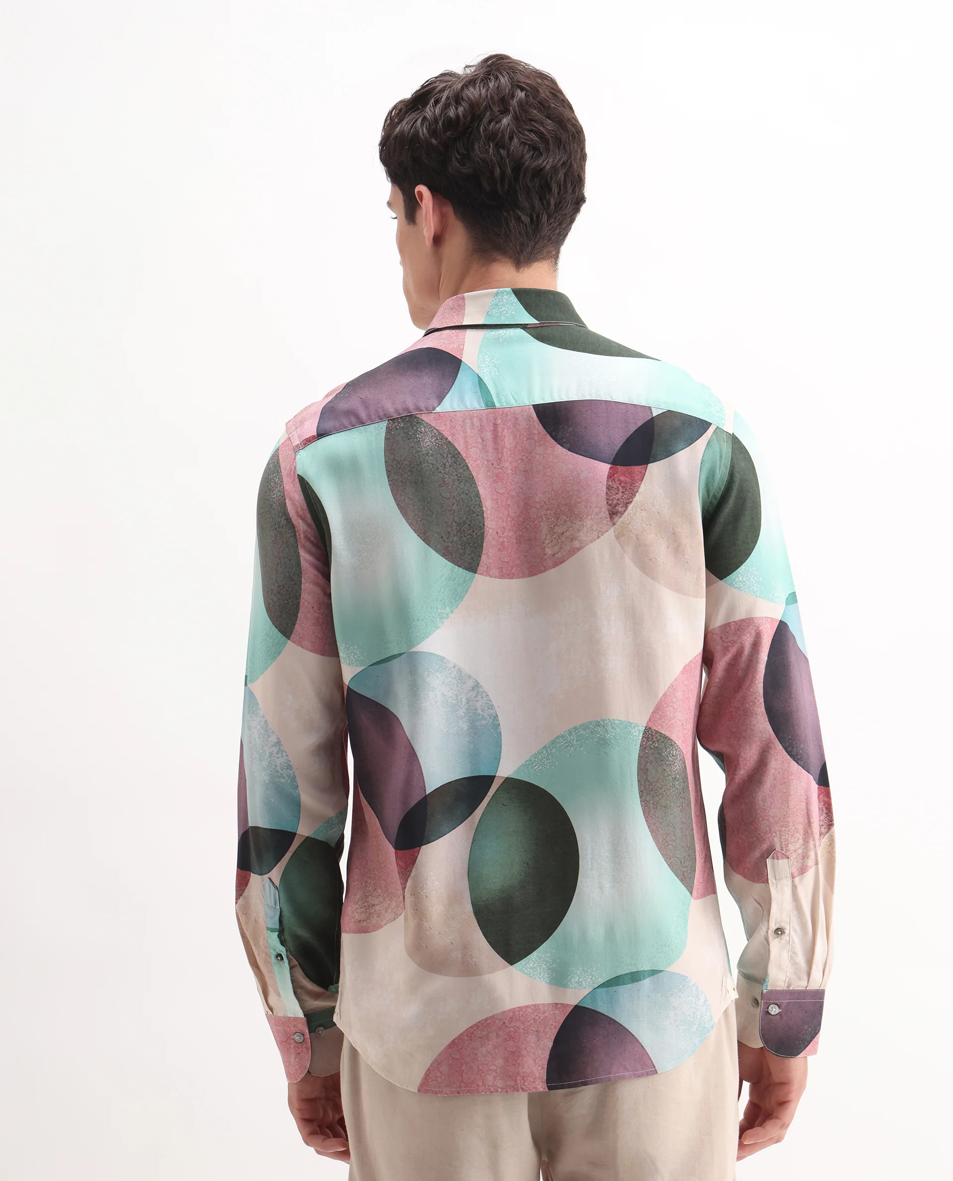 Rare Rabbit Men's Drent Multi Viscose Polka Print Regular Fit Full Sleeve Collared Shirt - Image 6