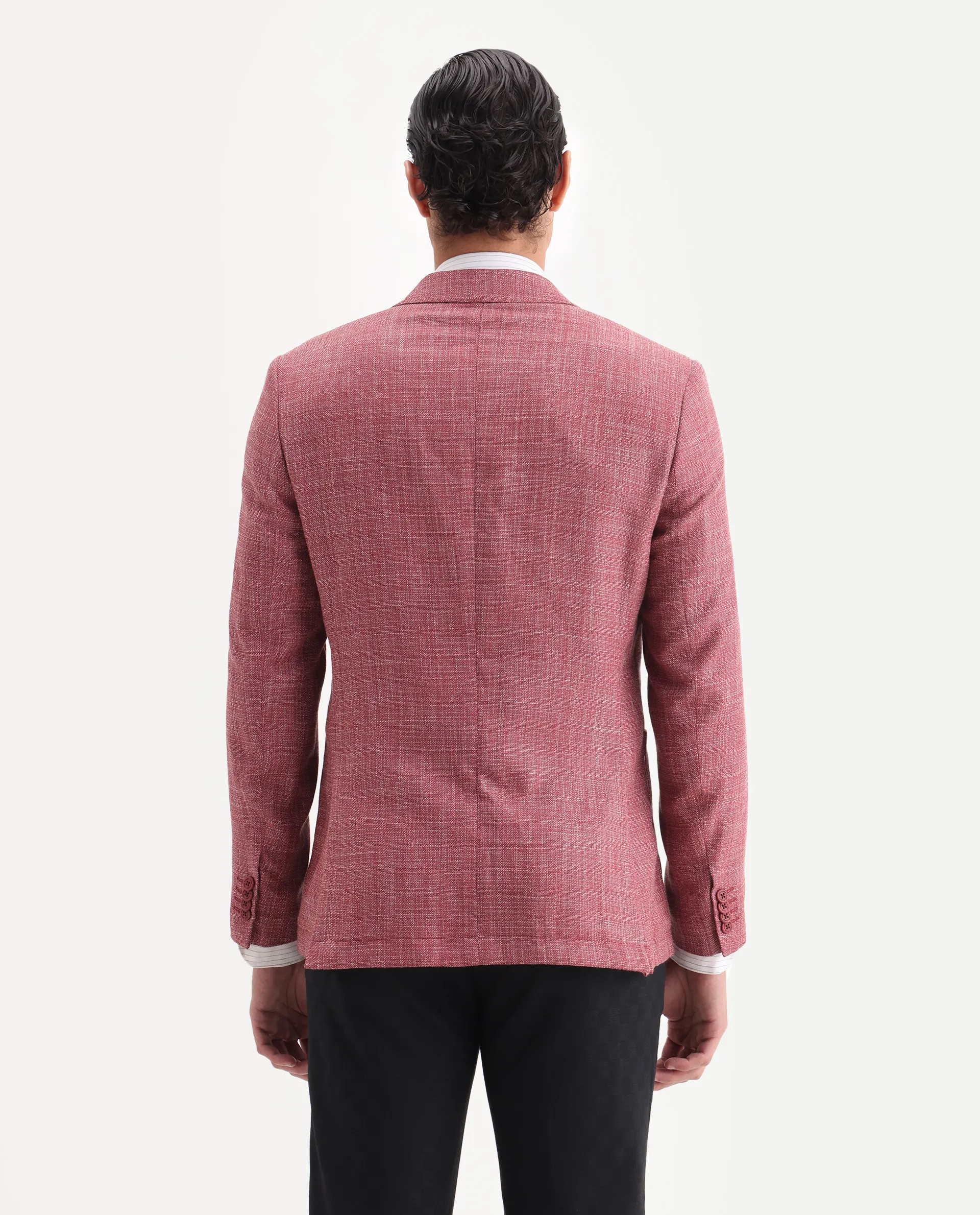 Rare Rabbit Men's Drew Red Polyester Plain Tailored Fit Full Sleeve Lapel Neck Blazer - Image 6