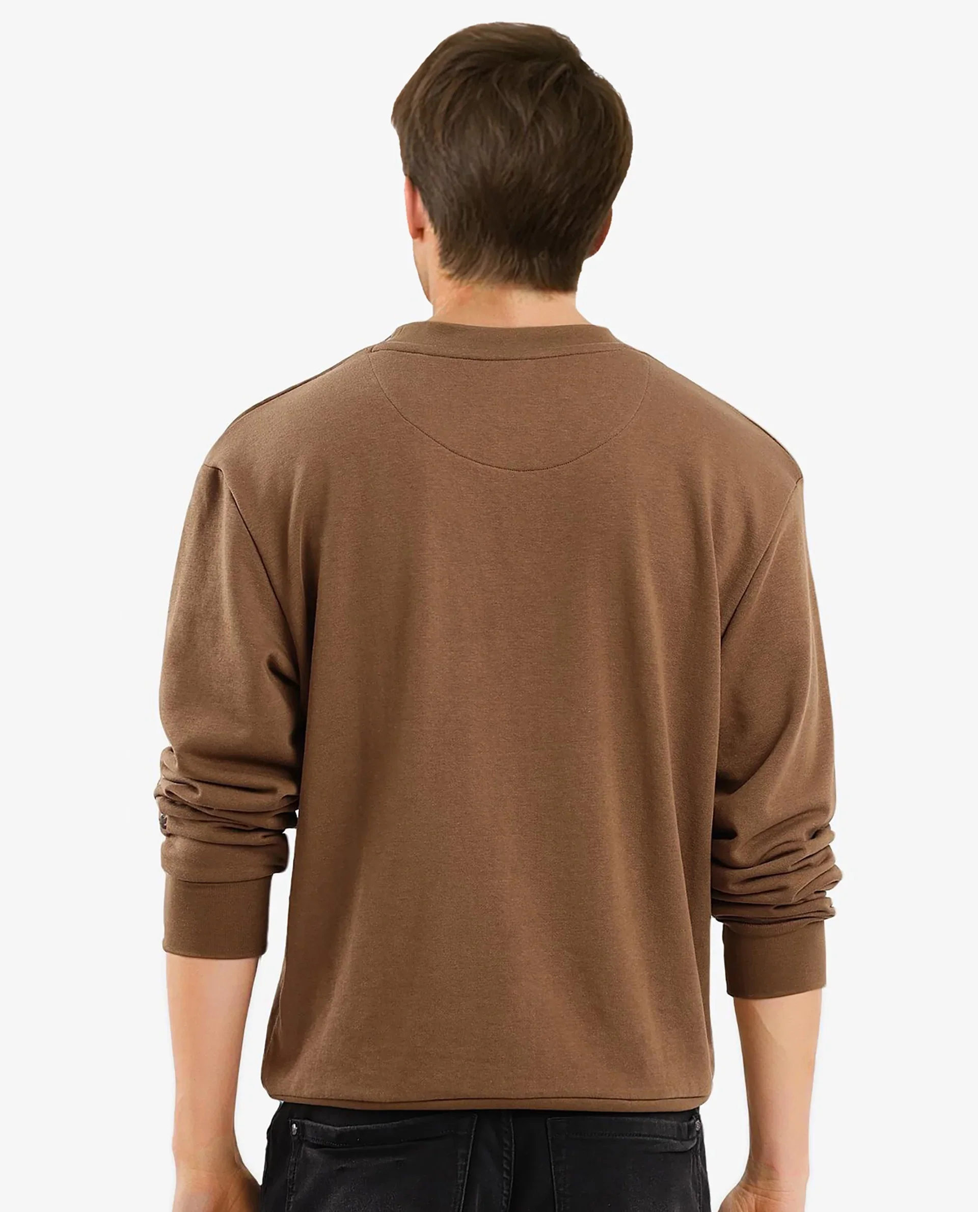 Rare Rabbit Men's Drewo Dusky Olive Cotton Graphic Print Regular Fit Full Sleeve Crew Neck Sweatshirt - Image 4