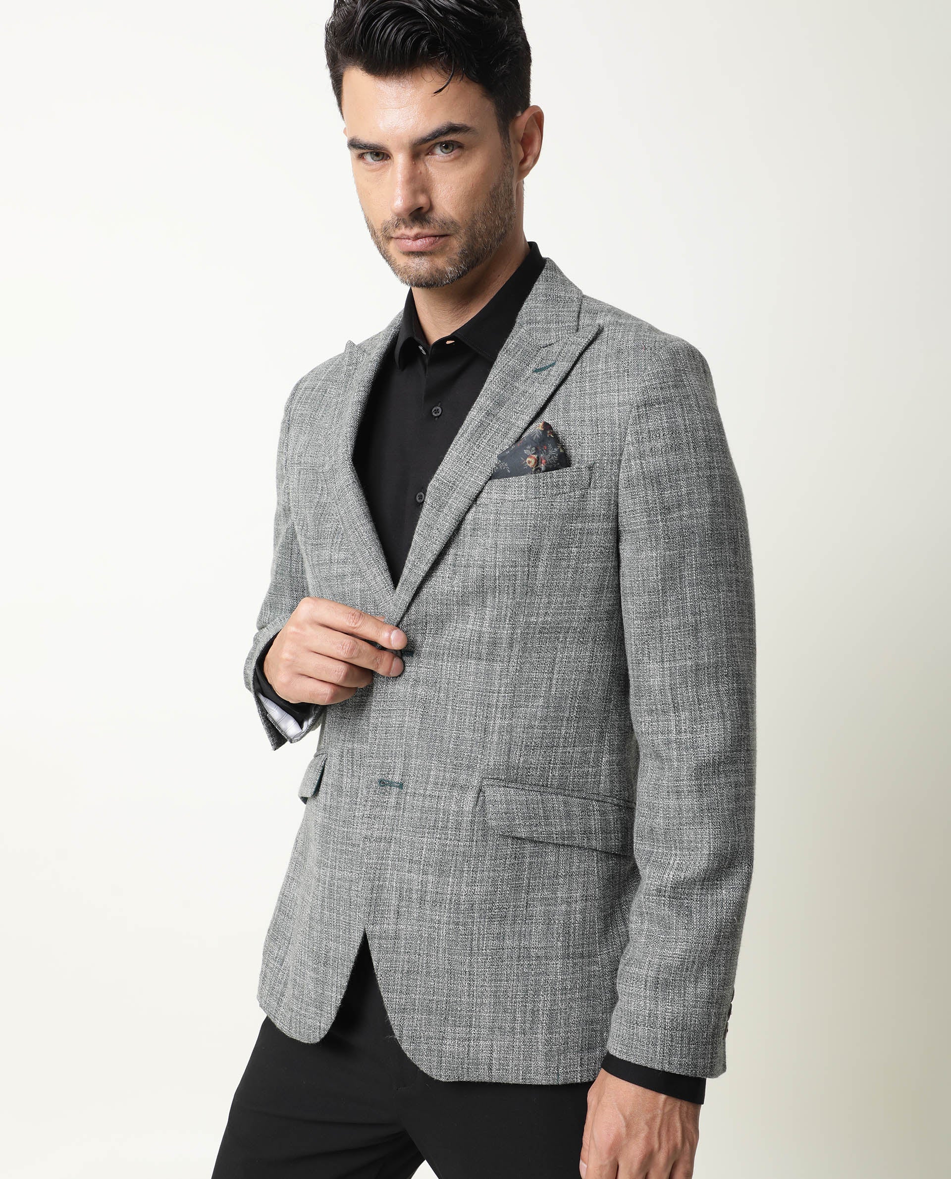 Rare Rabbit Men's Drews Green Polyester Plain Tailored Fit Full Sleeve Lapel Neck Blazer - Image 5