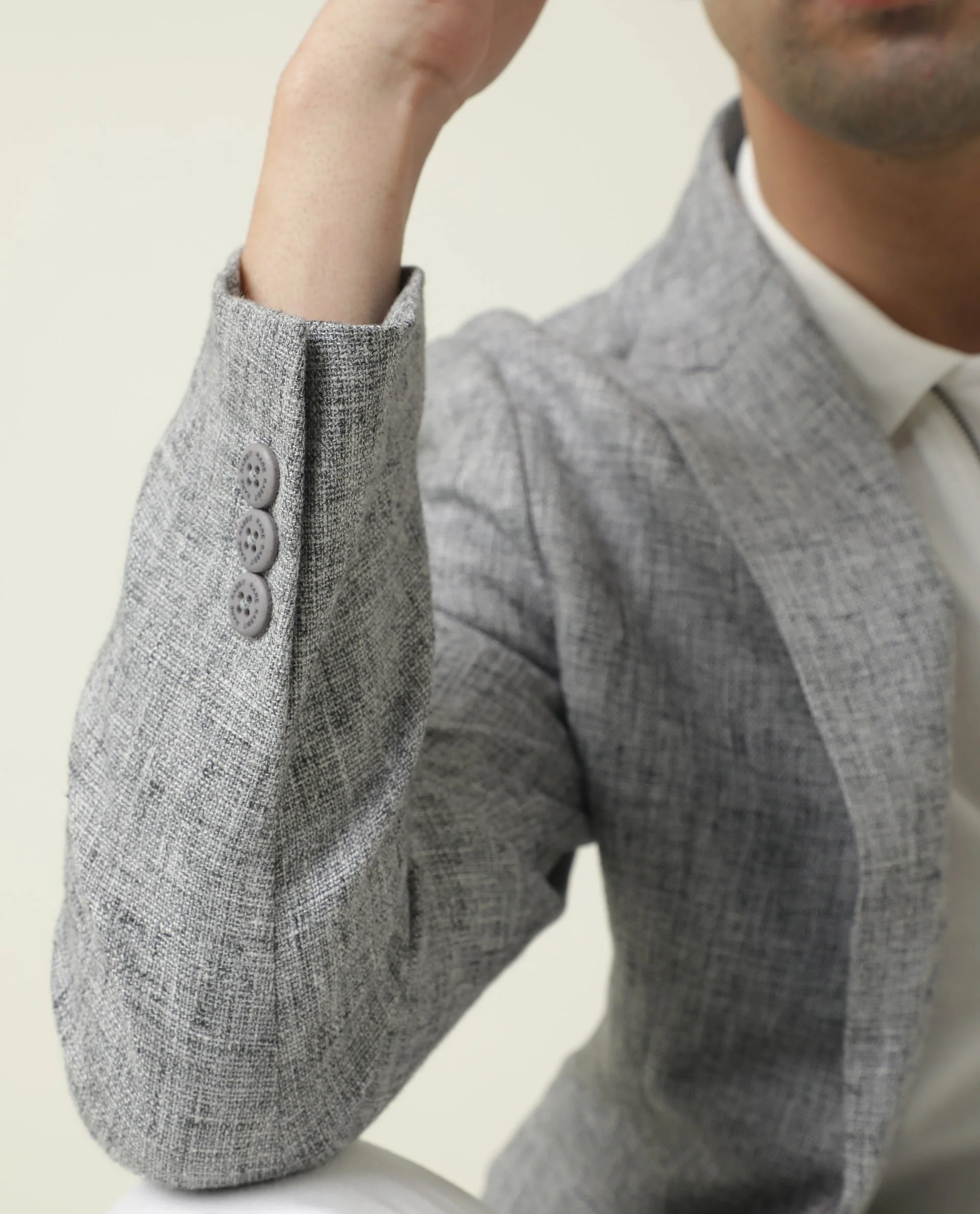 Rare Rabbit Men's Drews Grey Polyester Plain Tailored Fit Full Sleeve Lapel Neck Blazer - Image 6