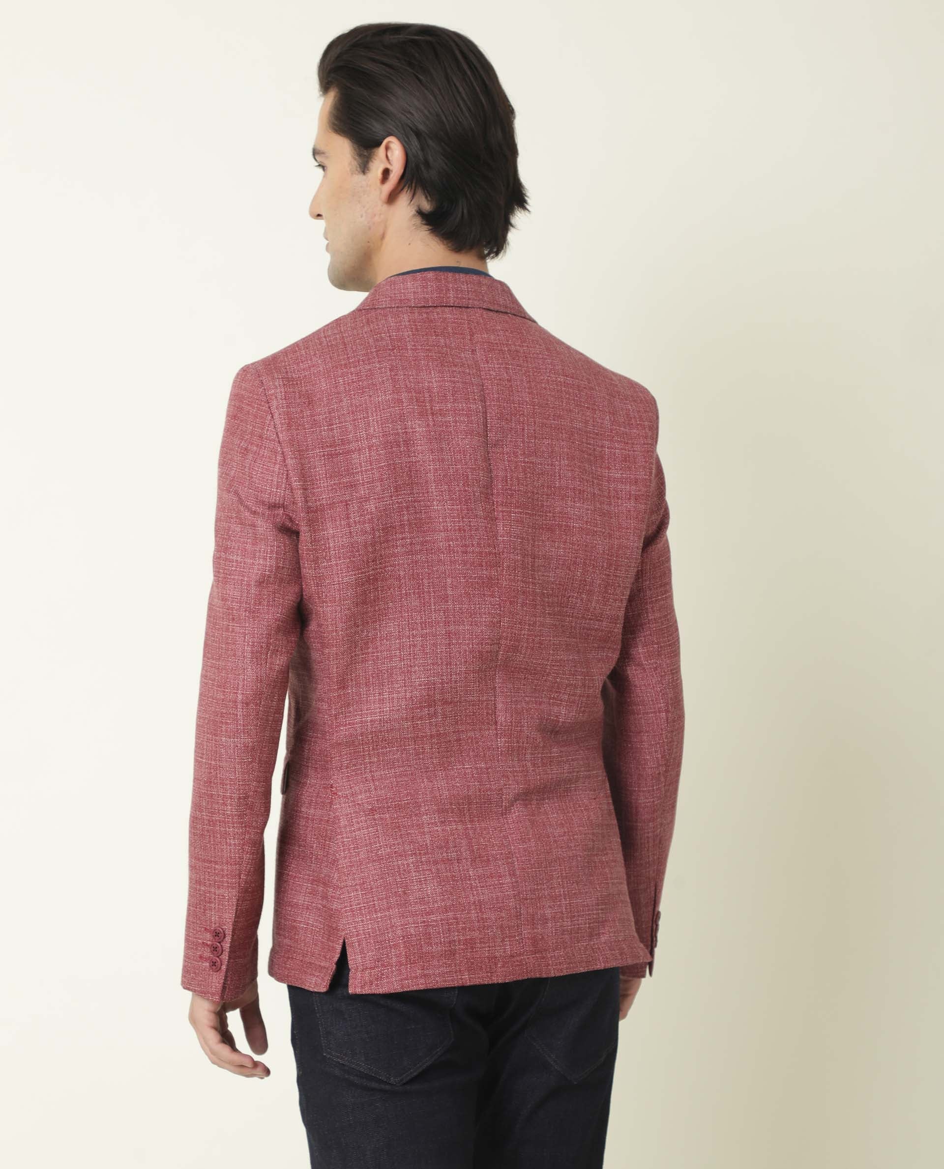 Rare Rabbit Men's Drews Maroon Polyester Plain Tailored Fit Full Sleeve Lapel Neck Blazer - Image 6