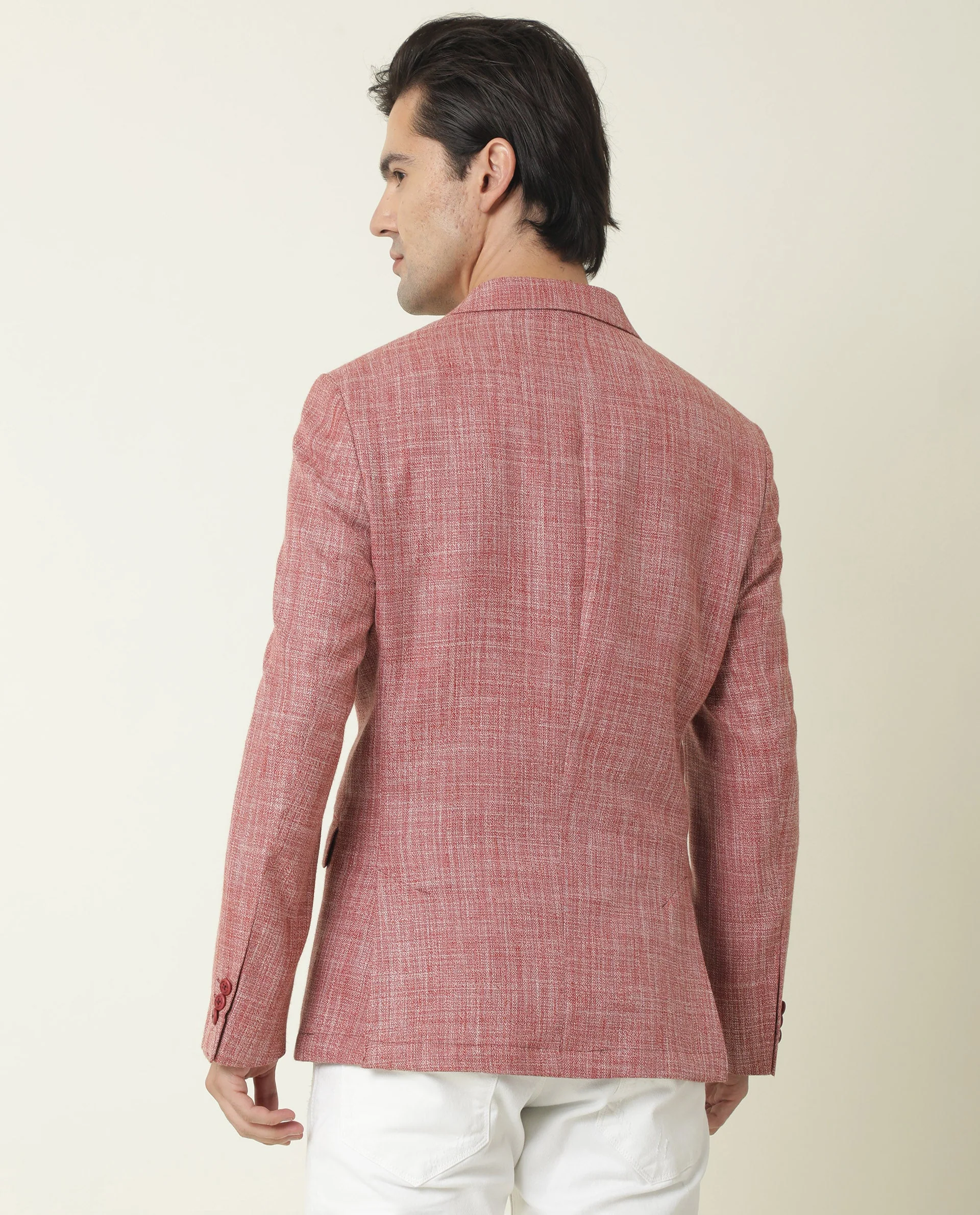 Rare Rabbit Men's Drews Red Polyester Plain Tailored Fit Full Sleeve Lapel Neck Blazer - Image 5