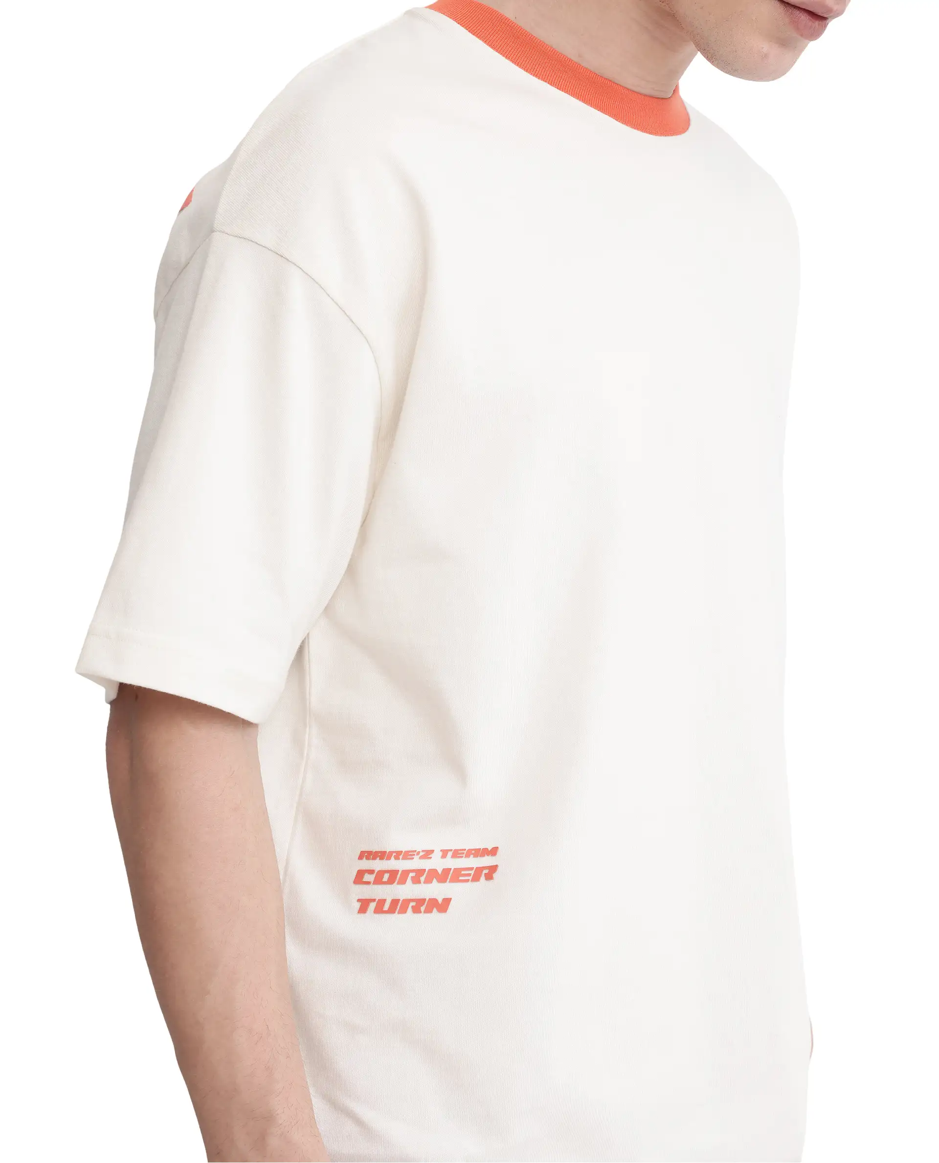 Rare Rabbit Men's Drift Off White Cotton Graphic Print Oversized Fit Half Sleeve Crew Neck T-Shirt - Image 3