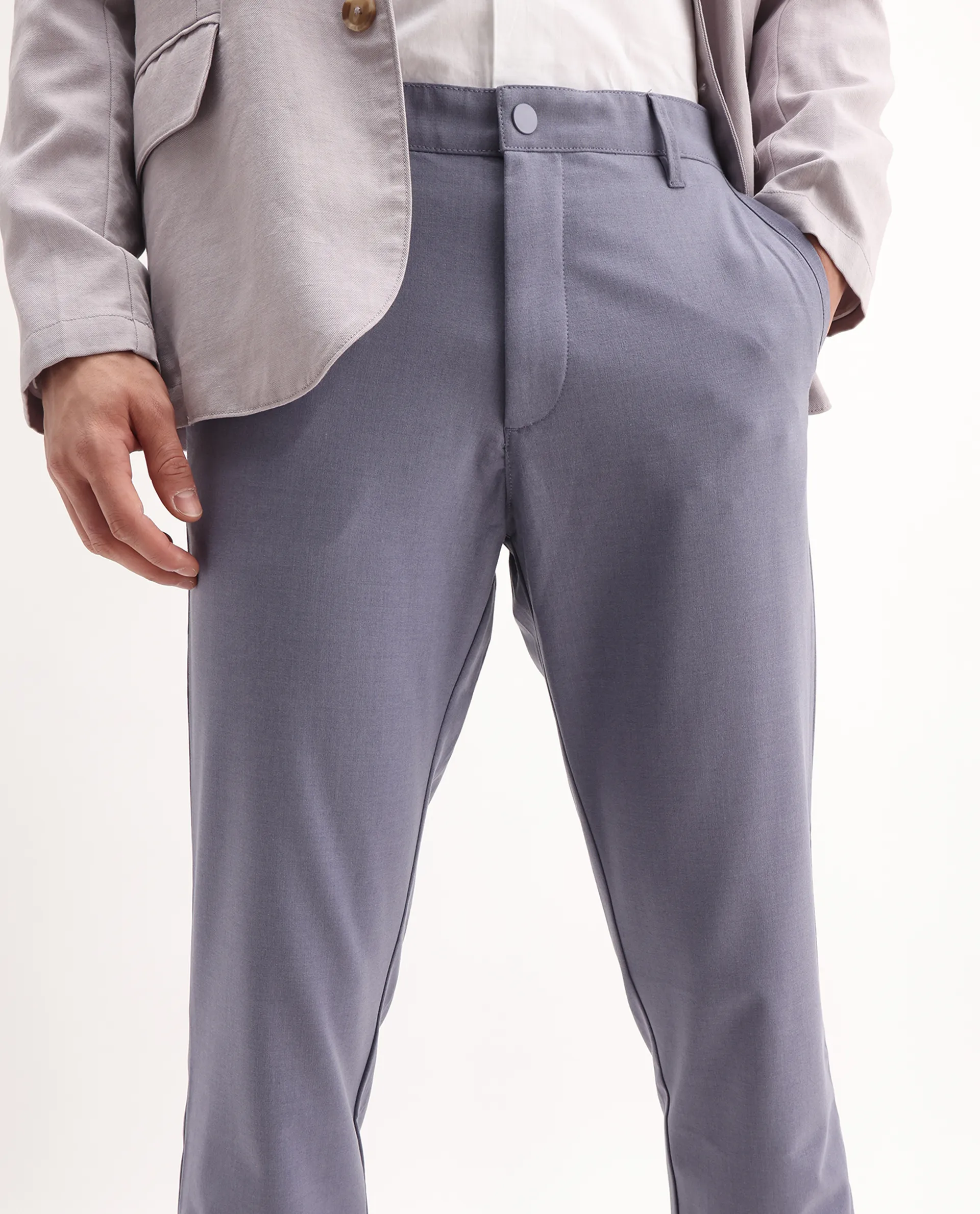 Rare Rabbit Men's Driver-2 Dusky Purple Polyester Blend Plain Regular Fit Trouser - Image 2