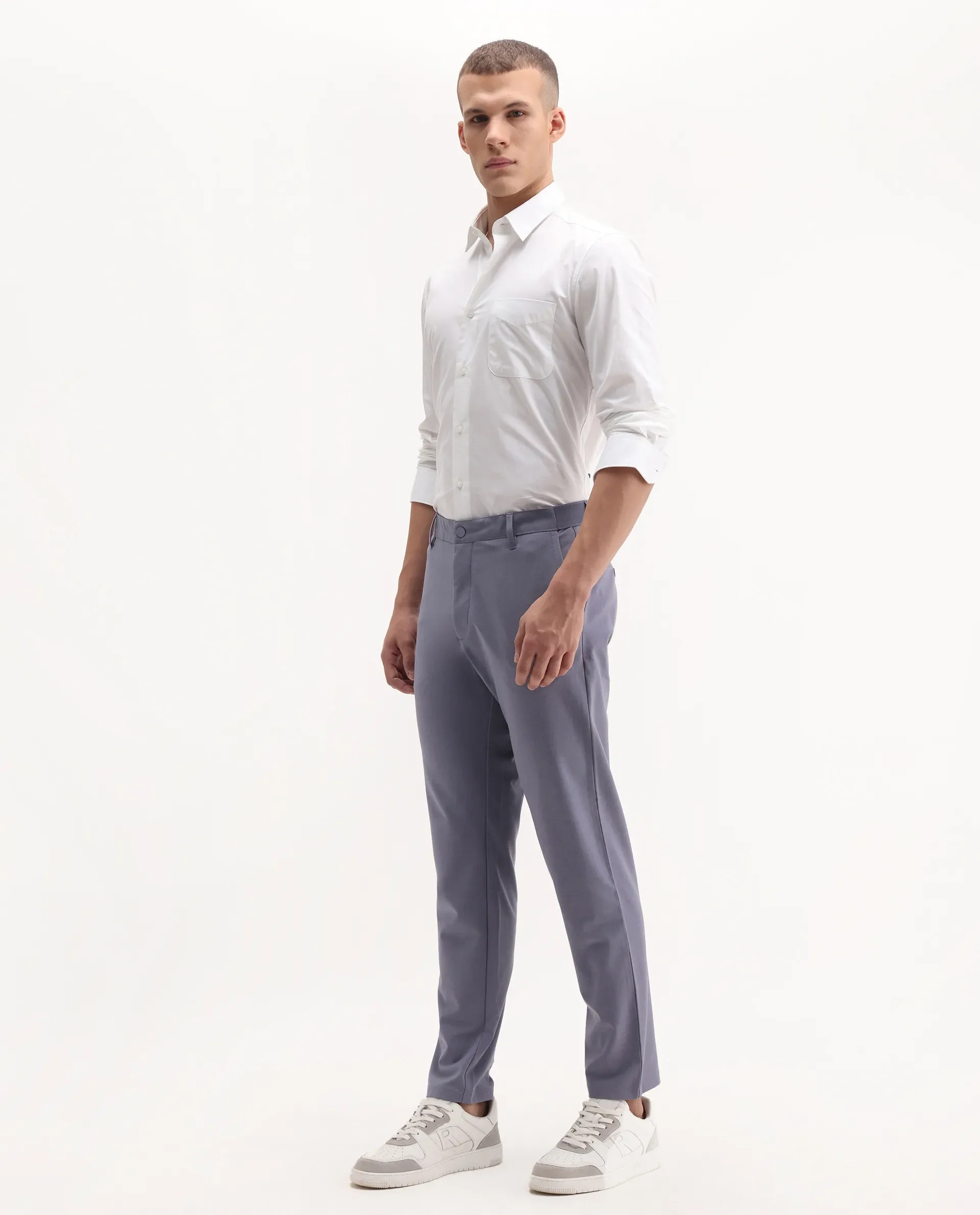 Rare Rabbit Men's Driver-2 Dusky Purple Polyester Blend Plain Regular Fit Trouser - Image 4