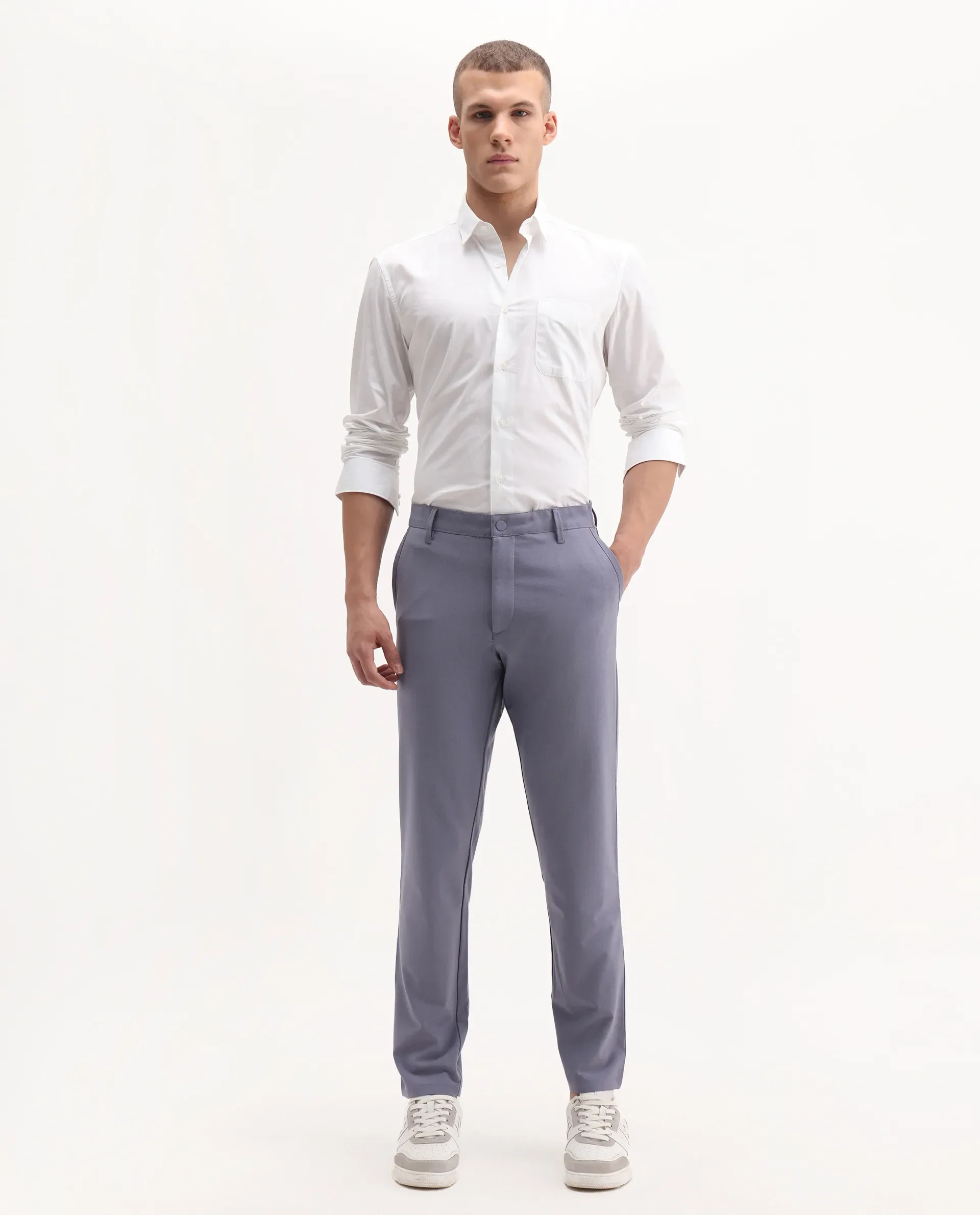 Rare Rabbit Men's Driver-2 Dusky Purple Polyester Blend Plain Regular Fit Trouser - Image 7