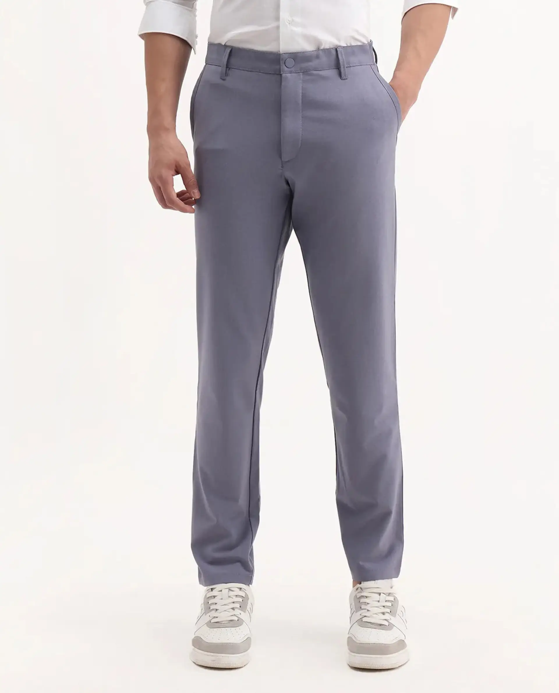 Rare Rabbit Men's Driver-2 Dusky Purple Polyester Blend Plain Regular Fit Trouser - Image 8