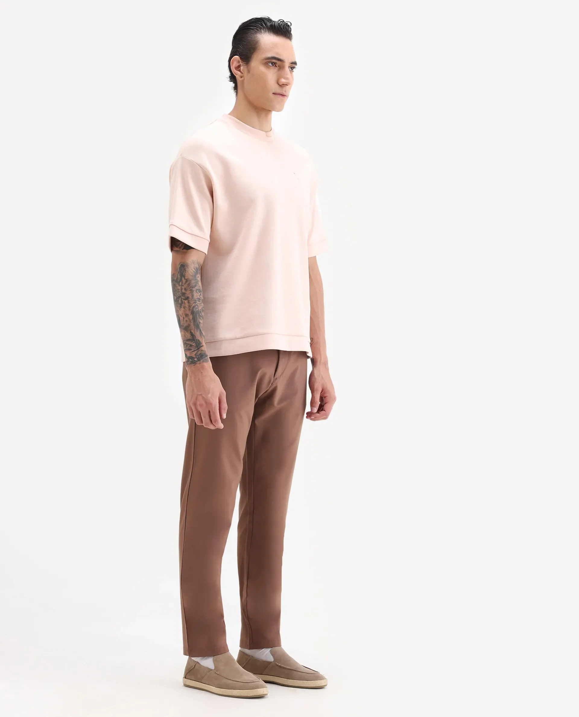 Rare Rabbit Men's Driver-2 Dusky Rust Polyester Blend Plain Regular Fit Trouser - Image 4