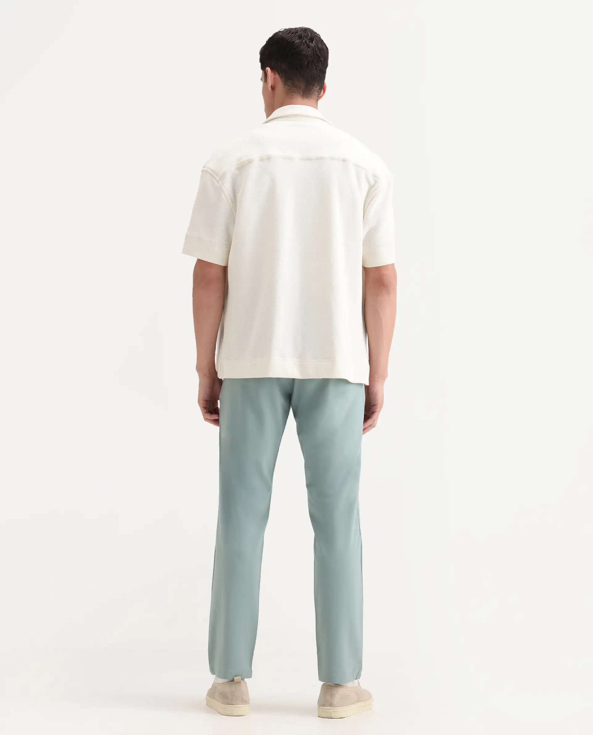 Rare Rabbit Men's Driver-2 Pastel Green Polyester Blend Plain Regular Fit Trouser - Image 8