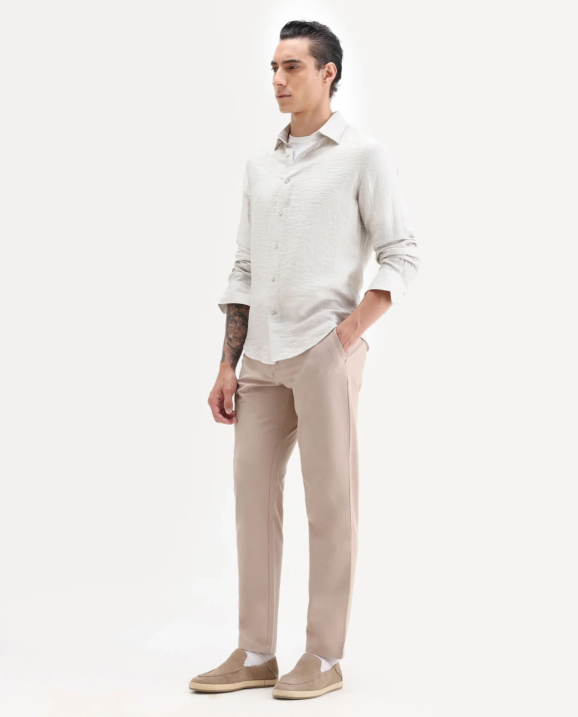 Rare Rabbit Men's Driver-2 Peach Polyester Blend Plain Regular Fit Trouser - Image 7