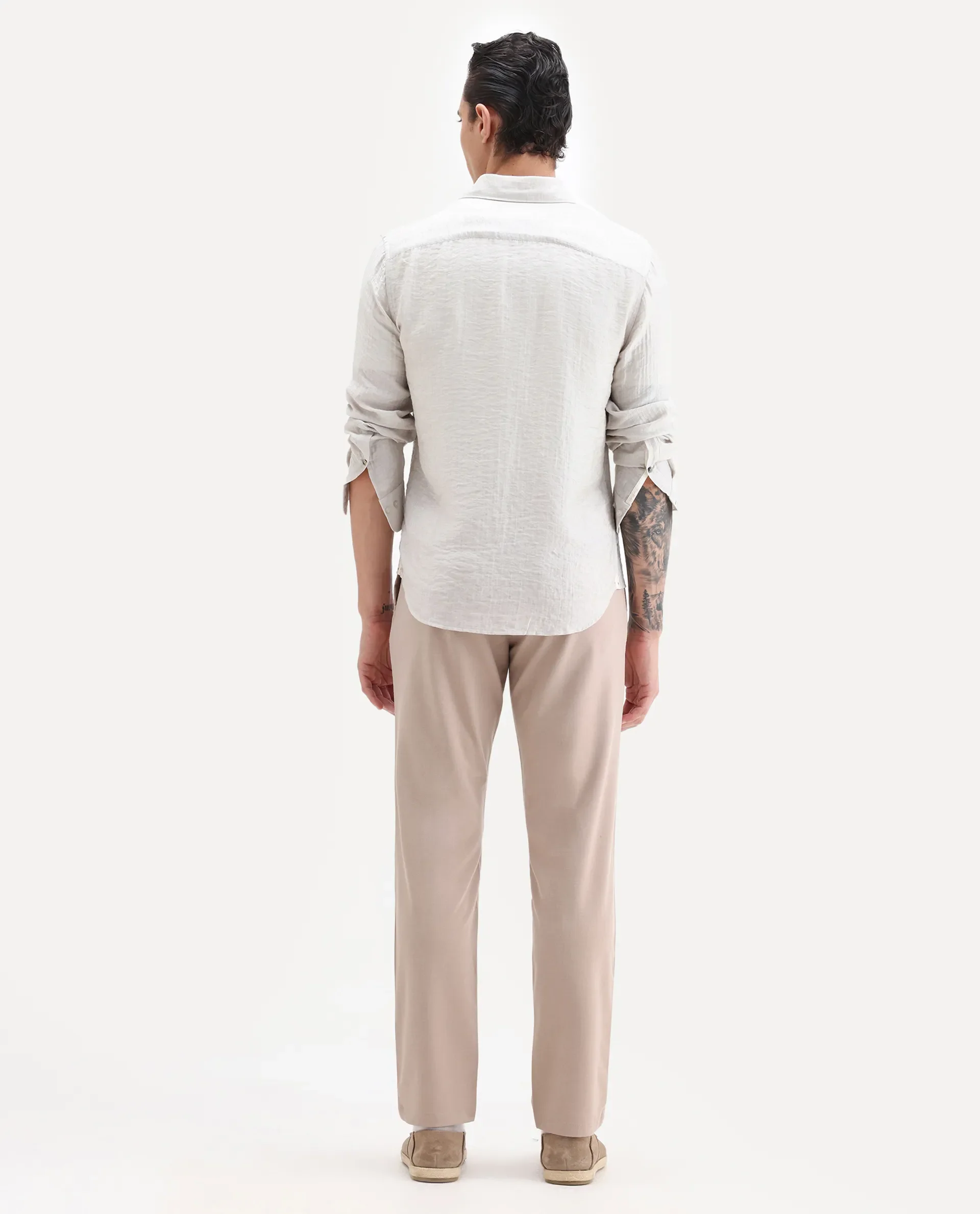 Rare Rabbit Men's Driver-2 Peach Polyester Blend Plain Regular Fit Trouser - Image 8