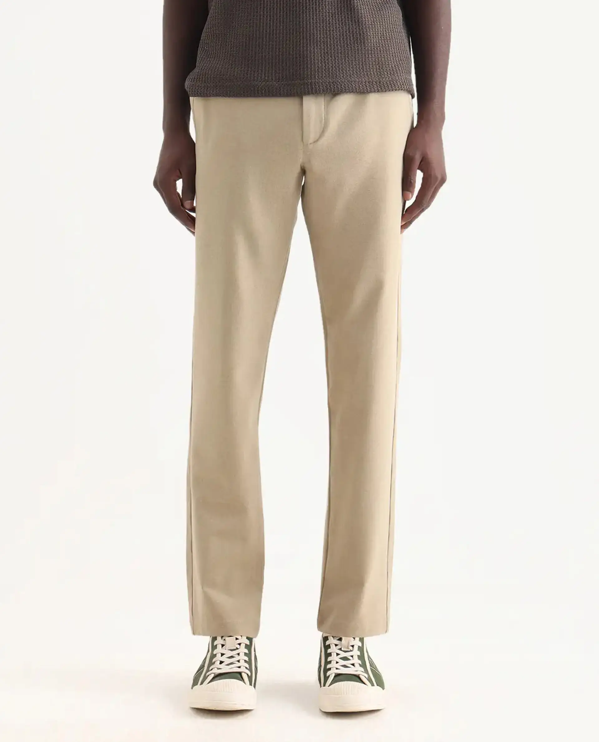 Rare Rabbit Men's Driver-Aw25 Khaki Polyester Blend Plain Regular Fit Trouser - Image 10