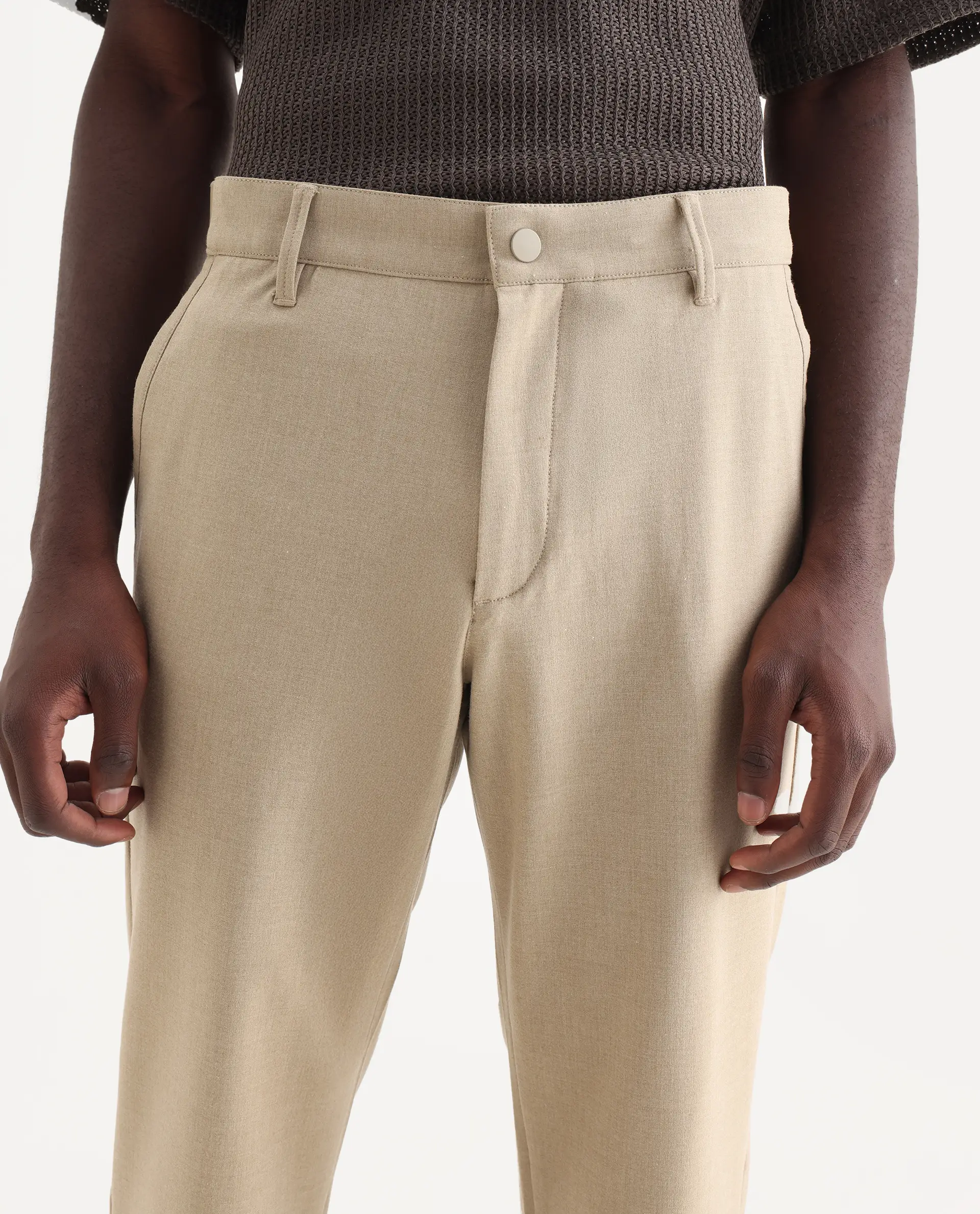 Rare Rabbit Men's Driver-Aw25 Khaki Polyester Blend Plain Regular Fit Trouser - Image 3
