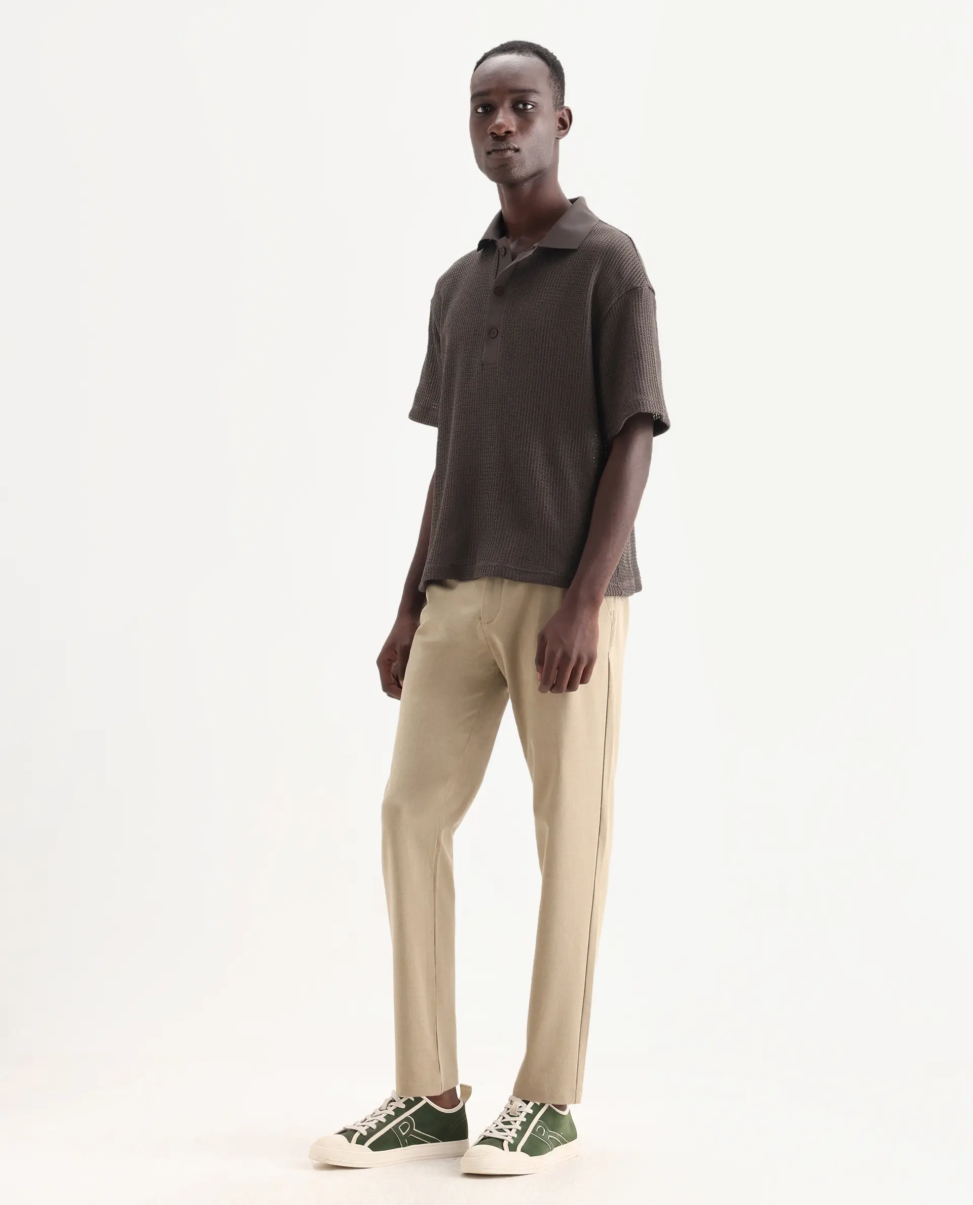 Rare Rabbit Men's Driver-Aw25 Khaki Polyester Blend Plain Regular Fit Trouser - Image 6