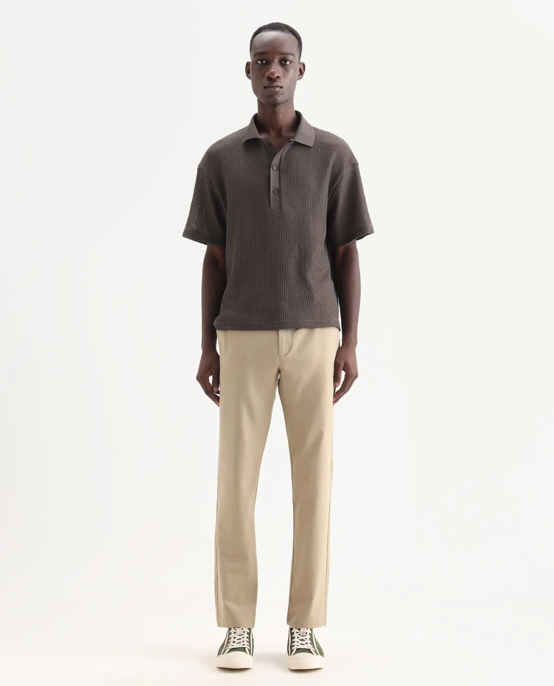 Rare Rabbit Men's Driver-Aw25 Khaki Polyester Blend Plain Regular Fit Trouser - Image 8