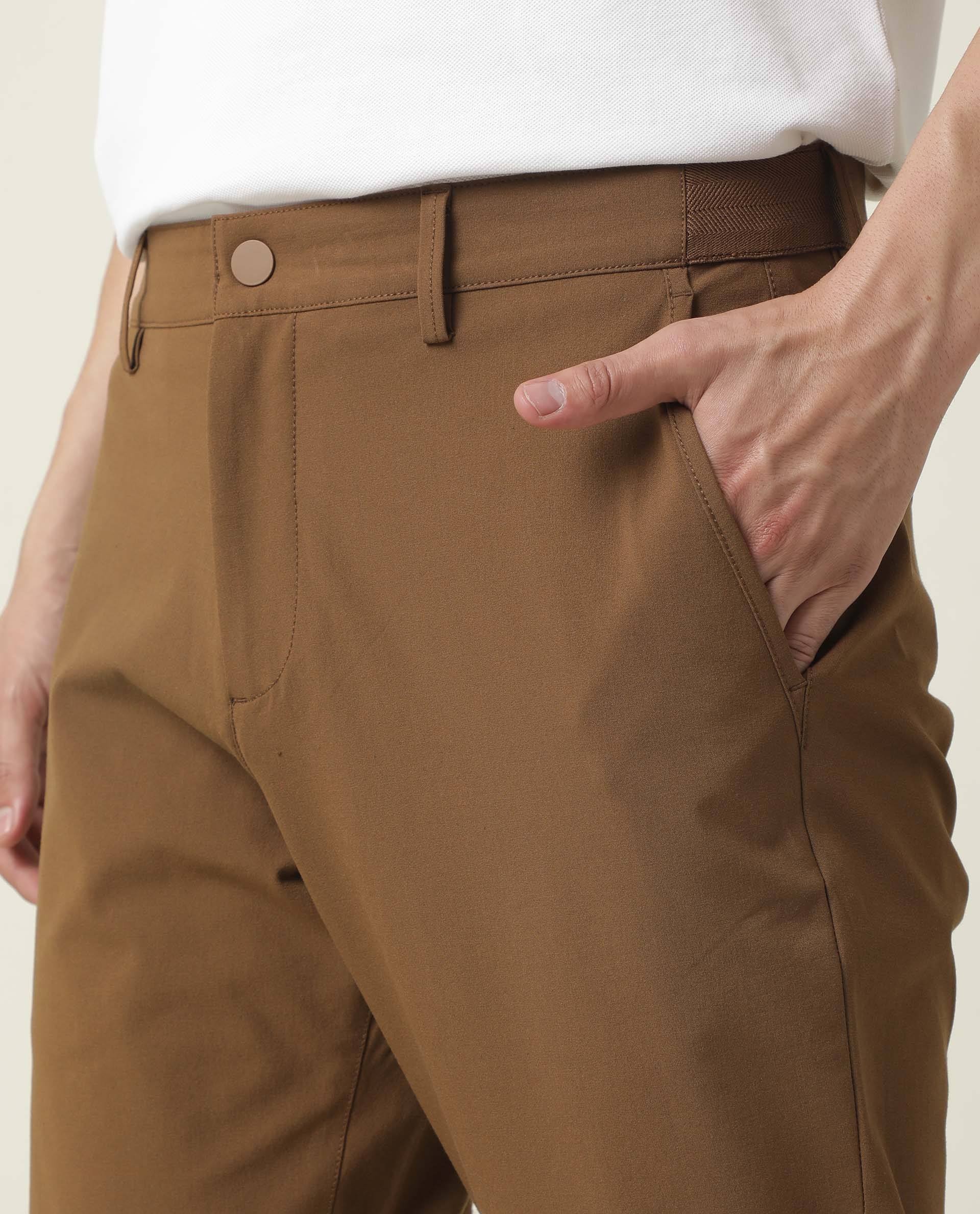 Rare Rabbit Men's Driver Brown Plain Regular Fit Trouser - Image 3