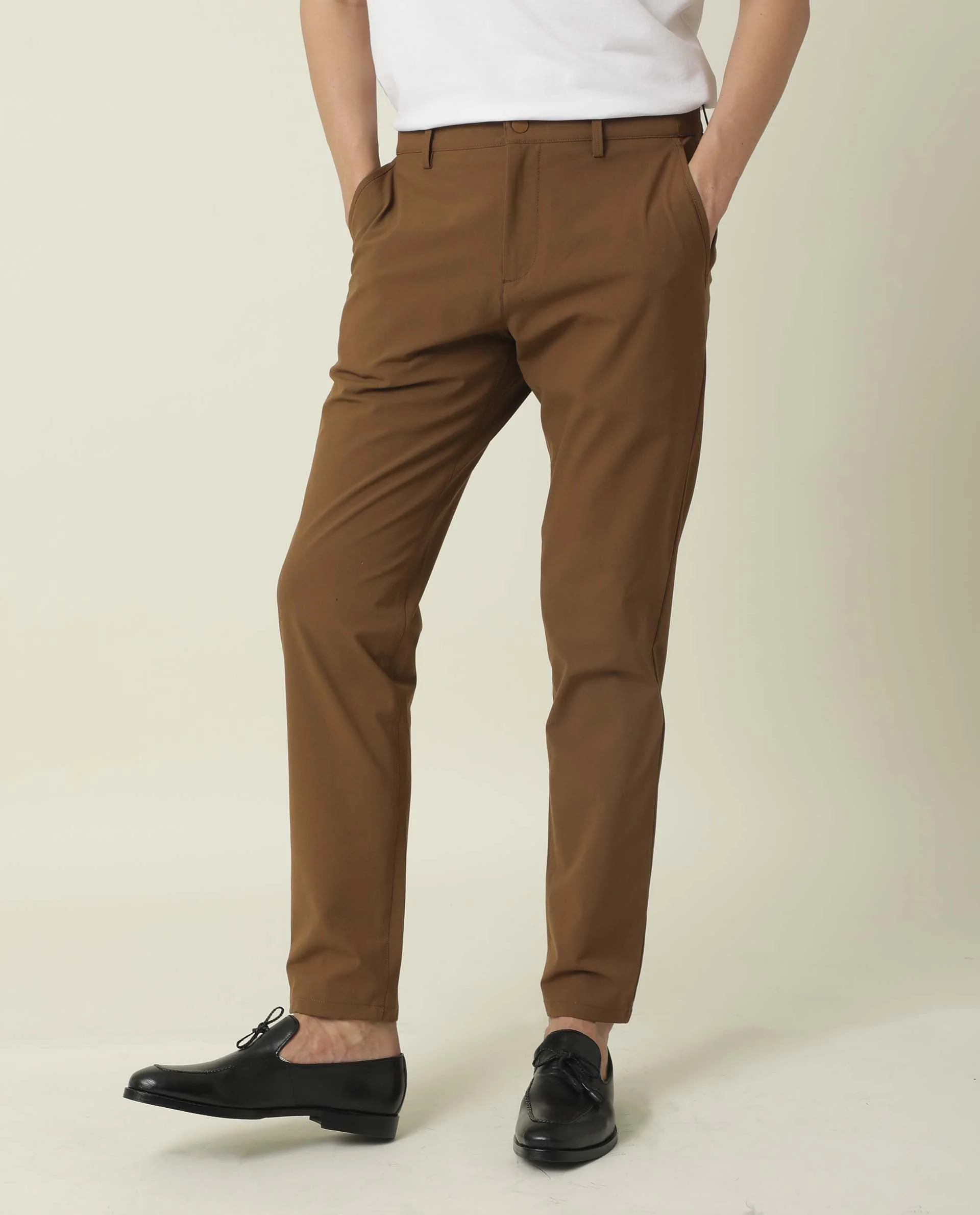 Rare Rabbit Men's Driver Brown Plain Regular Fit Trouser - Image 4