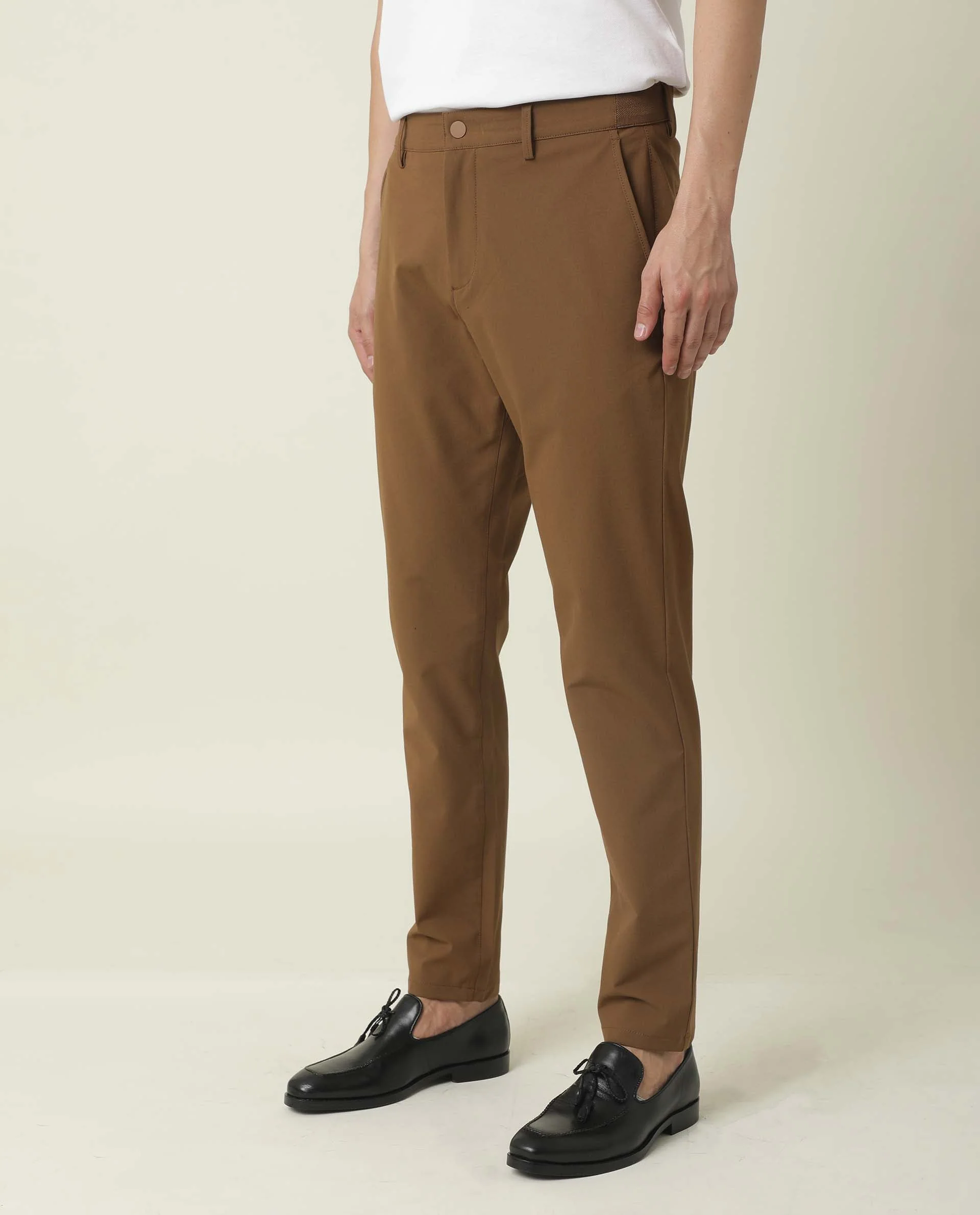 Rare Rabbit Men's Driver Brown Plain Regular Fit Trouser - Image 6