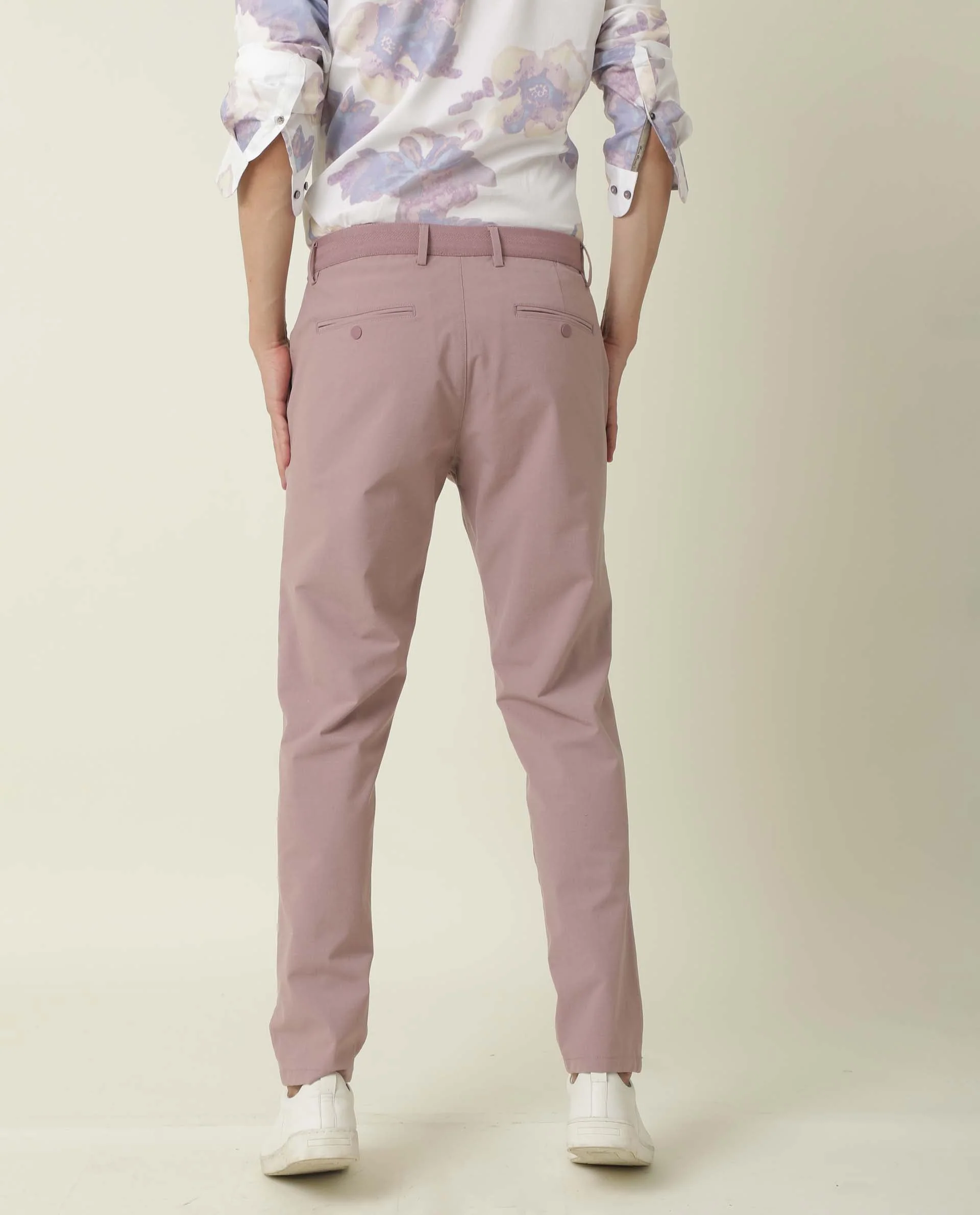 Rare Rabbit Men's Driver Pink Polyester Blend Plain Regular Fit Trouser - Image 10