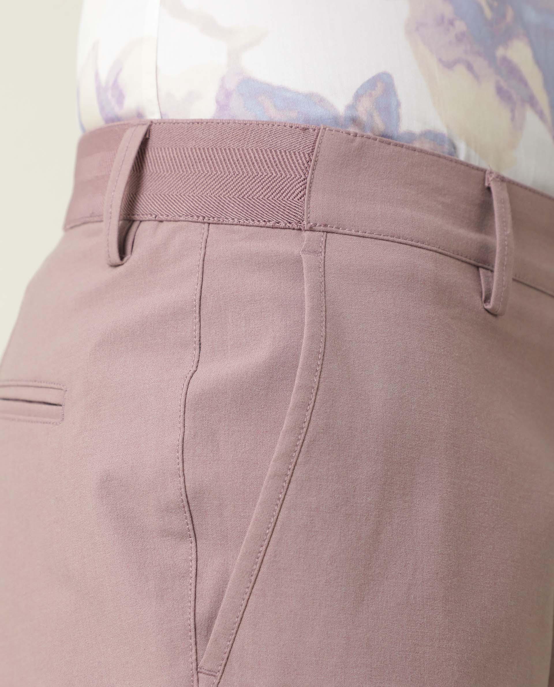 Rare Rabbit Men's Driver Pink Polyester Blend Plain Regular Fit Trouser - Image 5