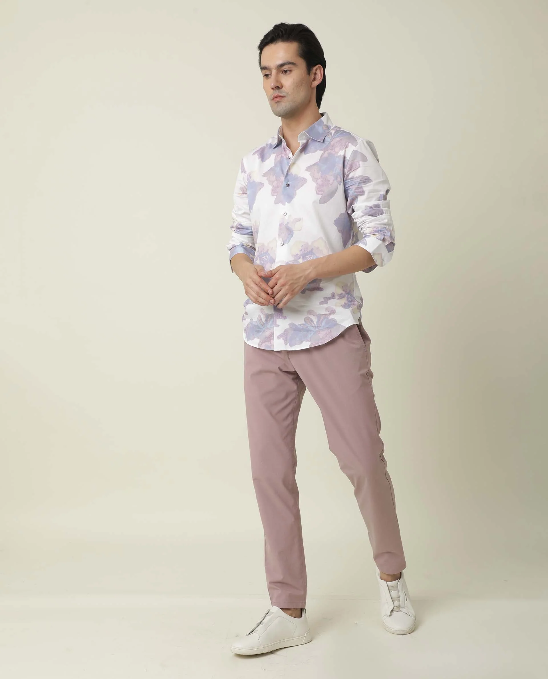 Rare Rabbit Men's Driver Pink Polyester Blend Plain Regular Fit Trouser - Image 8