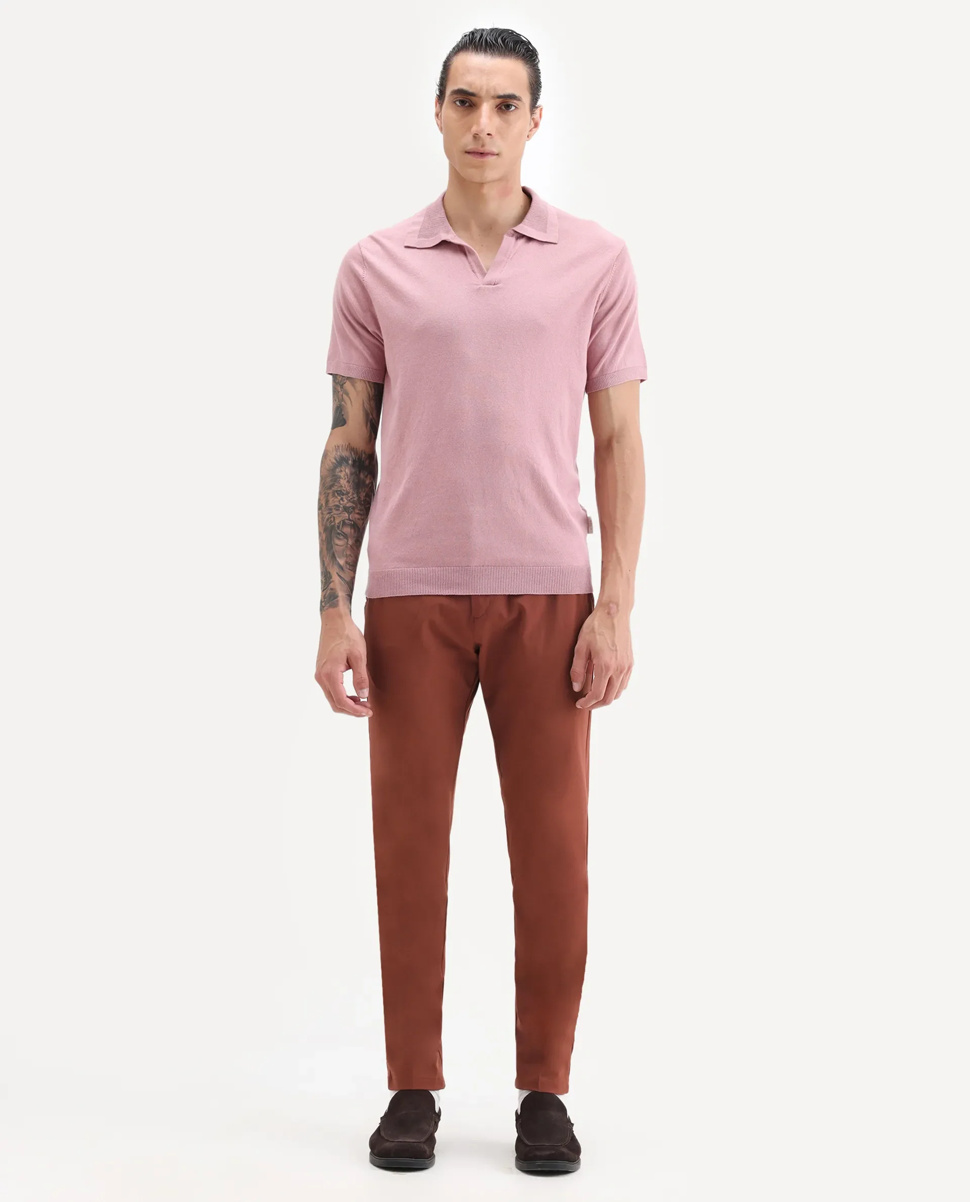 Rare Rabbit Men's Driver Rust Polyester Blend Plain Regular Fit Trouser - Image 6