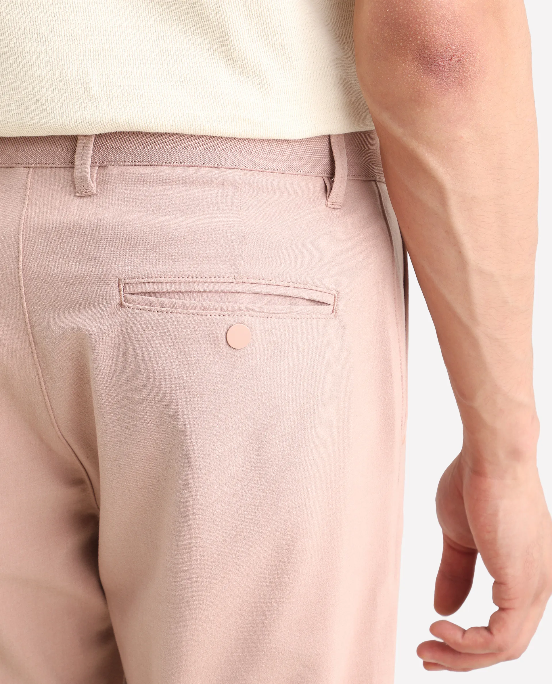 Rare Rabbit Men's Driver-Ss26 Dusky Peach Polyester Blend Fabric Regular Fit Plain Trouser - Image 6