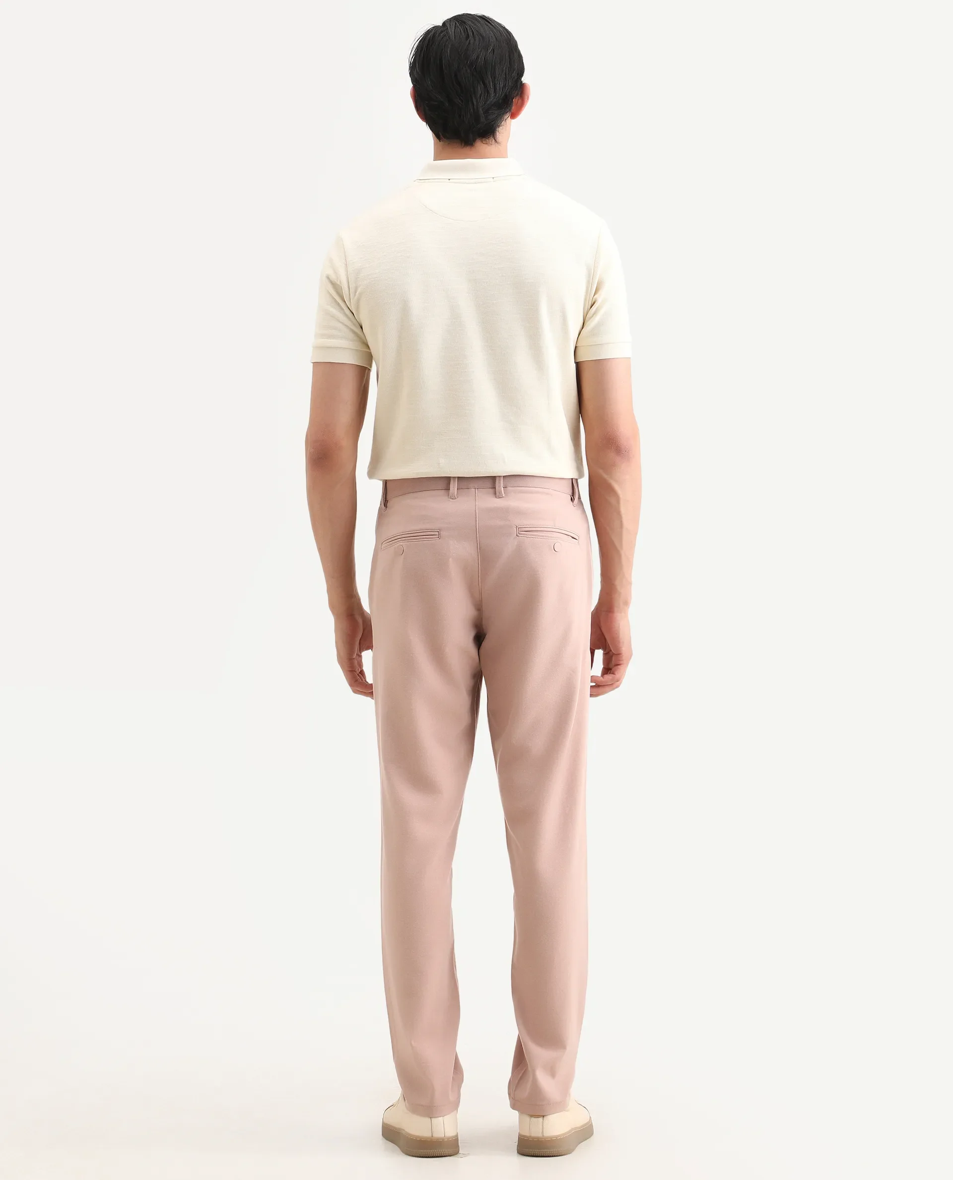 Rare Rabbit Men's Driver-Ss26 Dusky Peach Polyester Blend Fabric Regular Fit Plain Trouser - Image 8