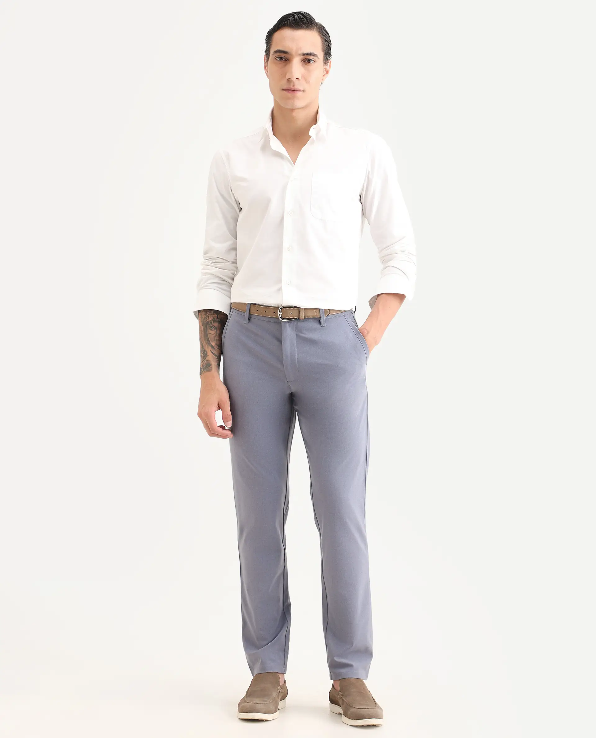 Rare Rabbit Men's Driver-Ss26 Dusky Purple Polyester Blend Fabric Regular Fit Plain Trouser - Image 4